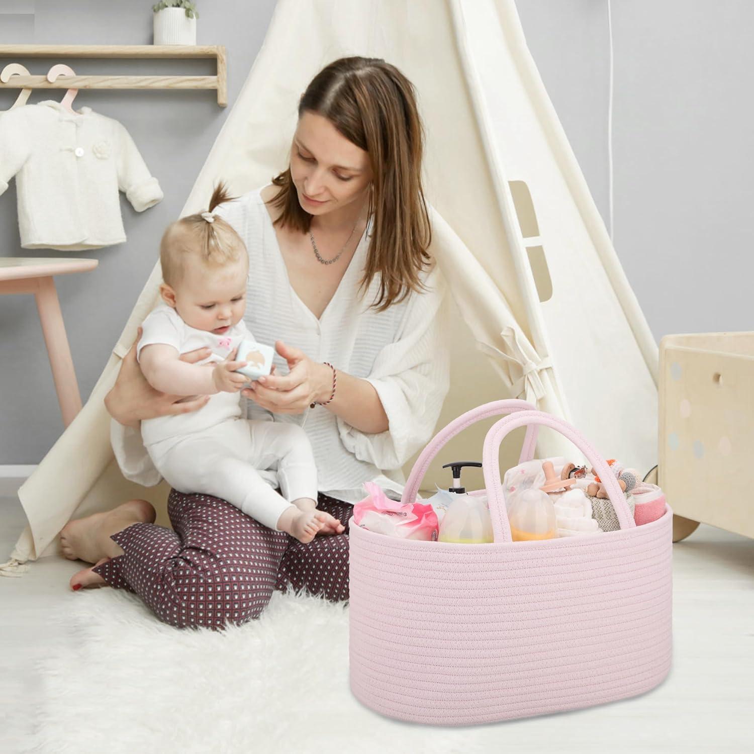 Organizador de Pañales COMSE Rosa Claro Caddy Portátil 39x25x20cm