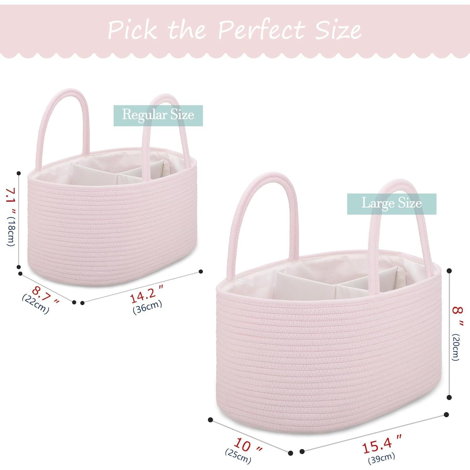 Organizador de Pañales COMSE Rosa Claro Caddy Portátil 39x25x20cm