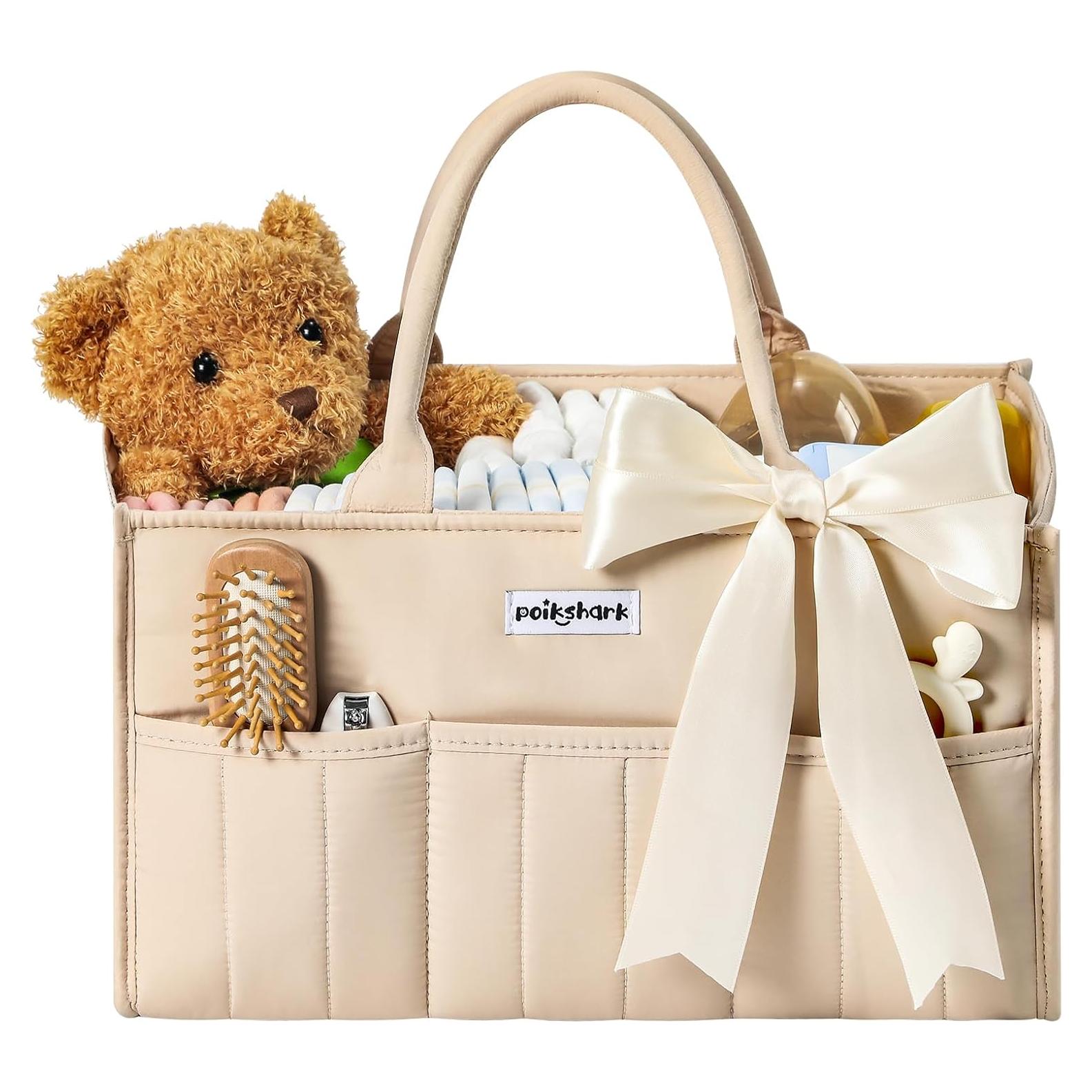 Cesta para Pañales de Bebé POIKSHARK Beige 20cm x 36cm