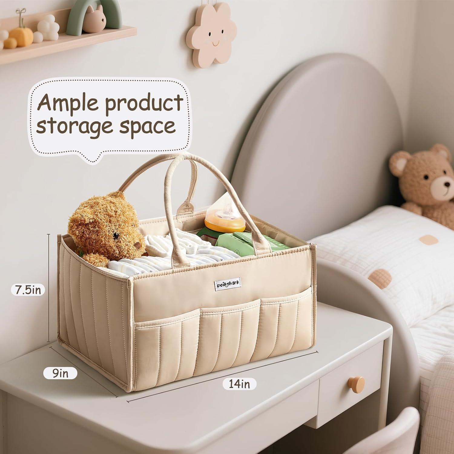 Cesta para Pañales de Bebé POIKSHARK Beige 20cm x 36cm