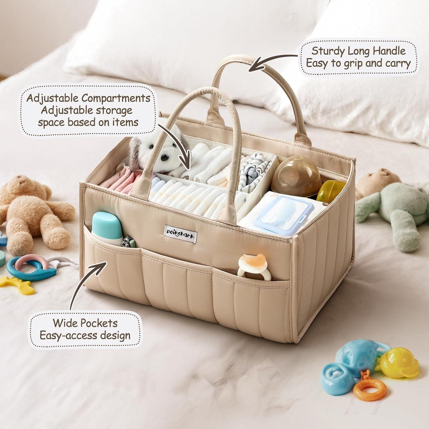 Cesta para Pañales de Bebé POIKSHARK Beige 20cm x 36cm