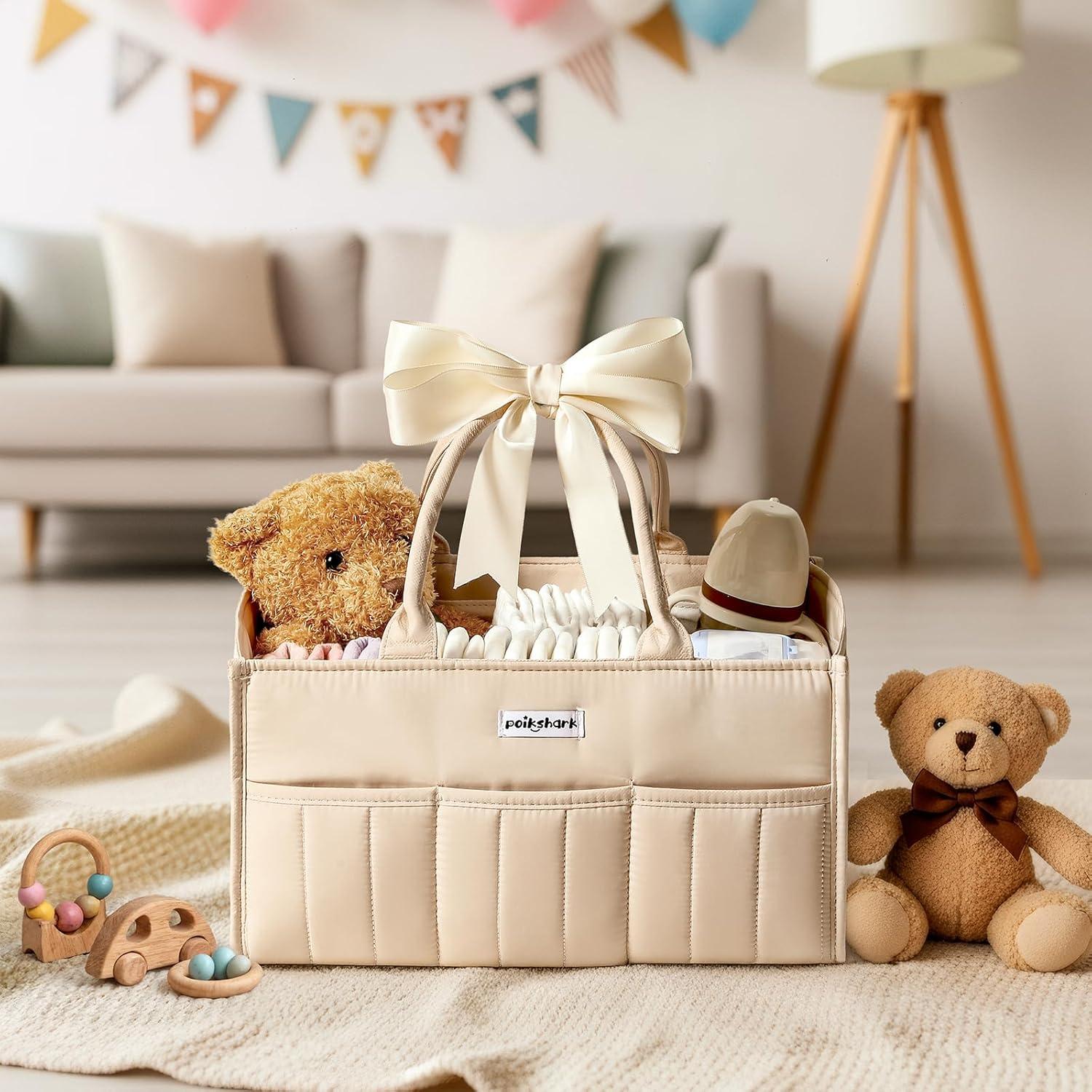 Cesta para Pañales de Bebé POIKSHARK Beige 20cm x 36cm