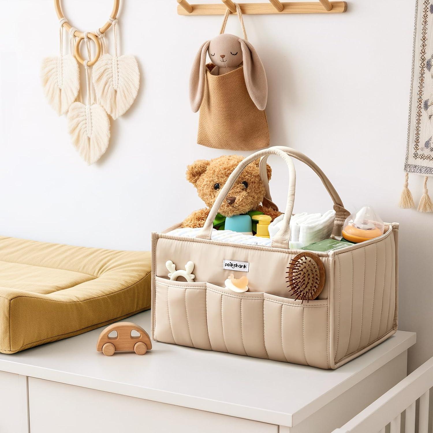 Cesta para Pañales de Bebé POIKSHARK Beige 20cm x 36cm