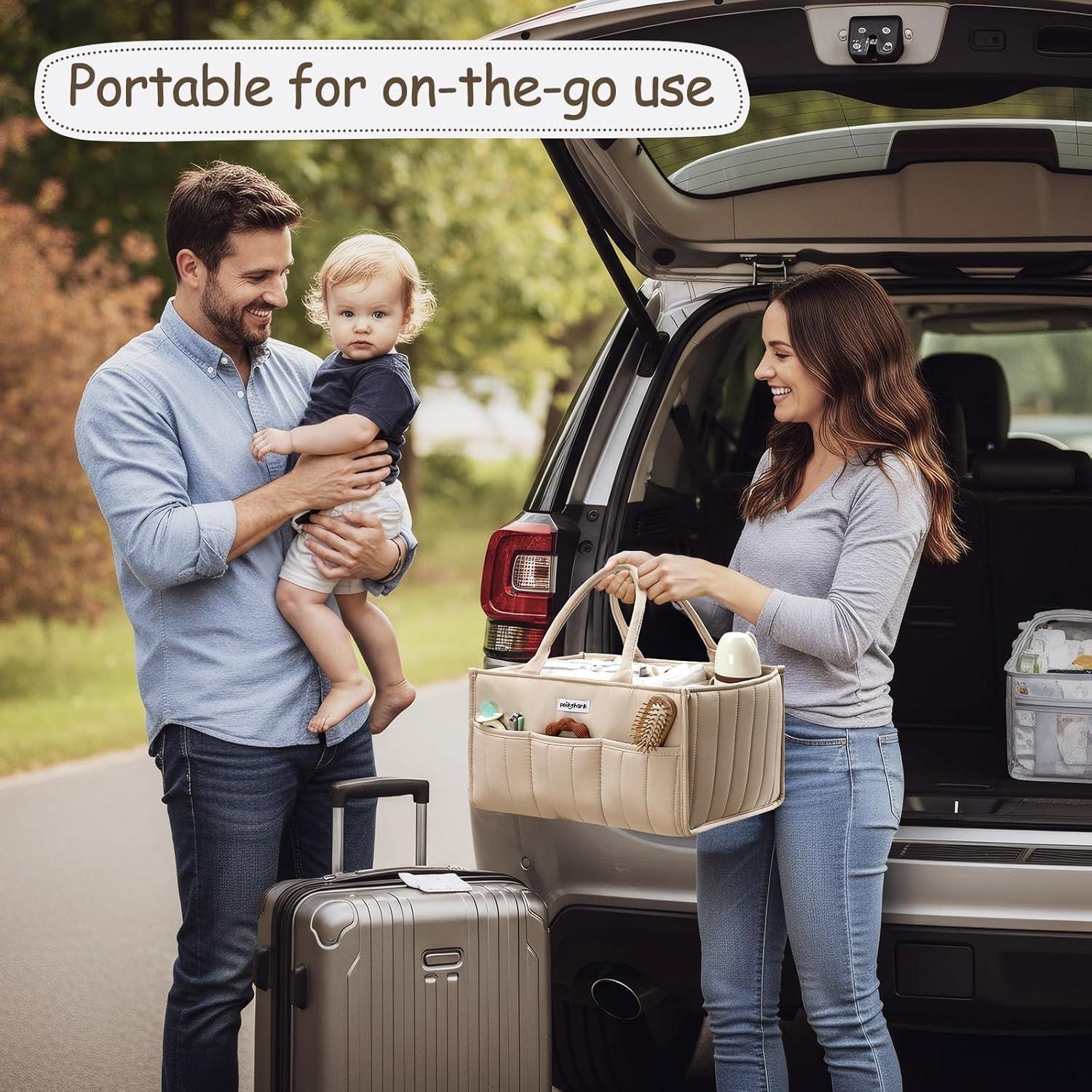 Cesta para Pañales de Bebé POIKSHARK Beige 20cm x 36cm