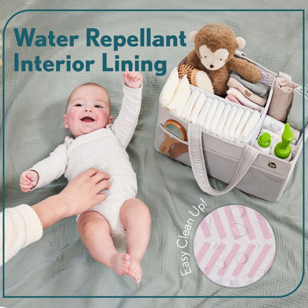 Caddy Organizador de Pañales MIGHTY MONKEY Grande Gris Rosa