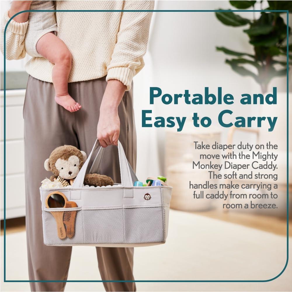 Caddy Organizador de Pañales MIGHTY MONKEY Grande Gris Rosa