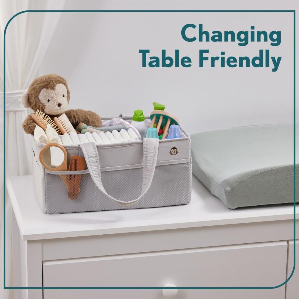 Caddy Organizador de Pañales MIGHTY MONKEY Grande Gris Rosa