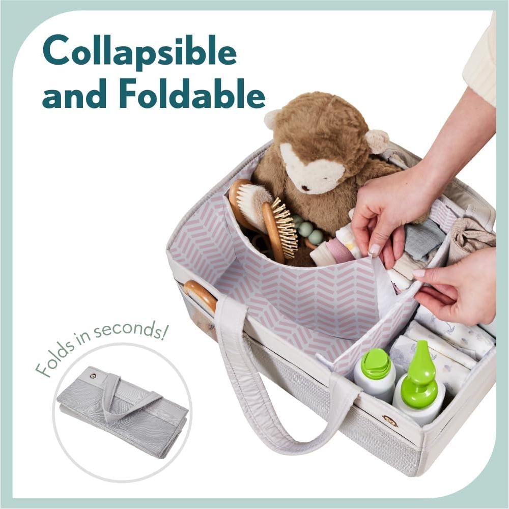 Caddy Organizador de Pañales MIGHTY MONKEY Grande Gris Rosa