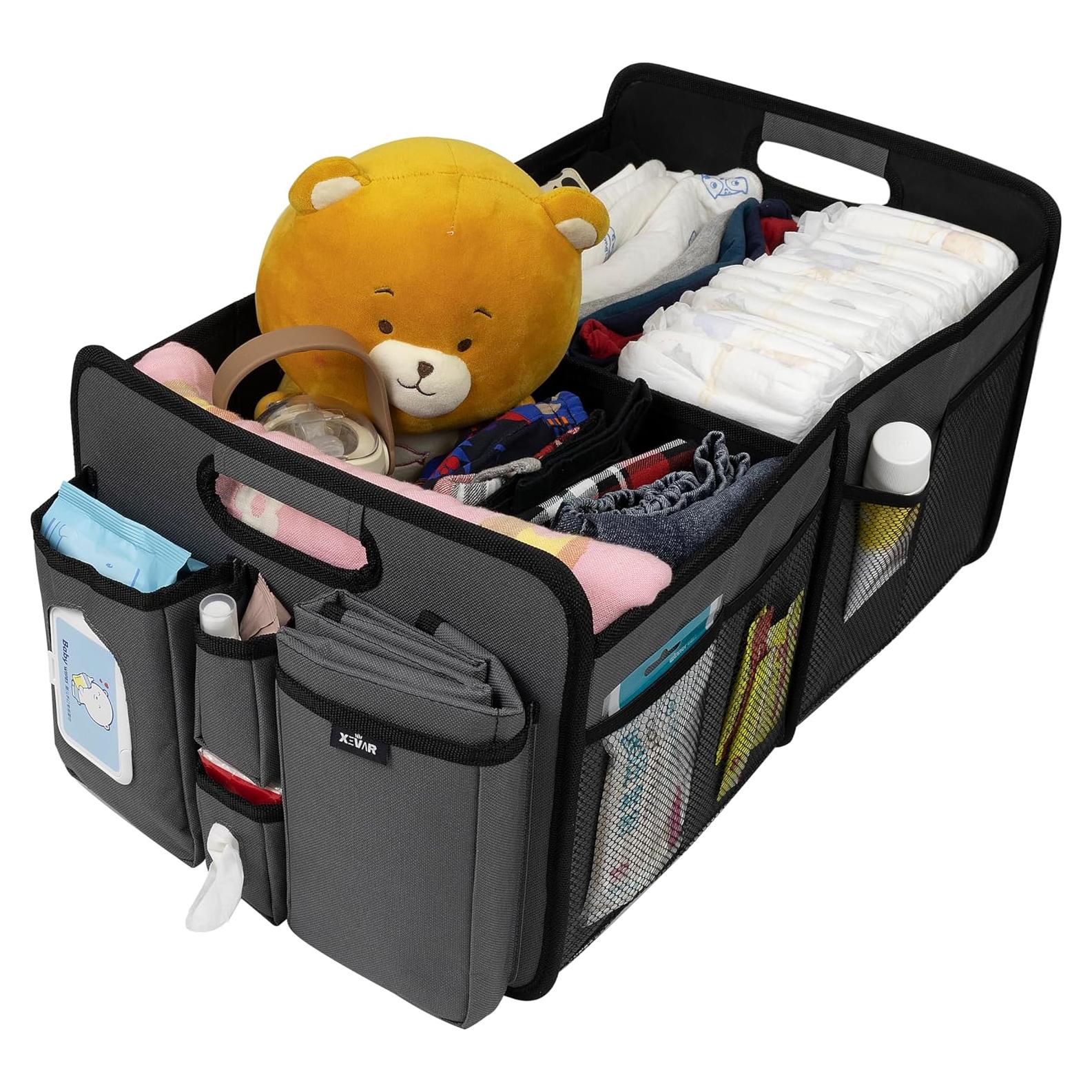 Organizador de Caddy para Pañales XEVAR - Grande, Gris, 3 Compartimentos
