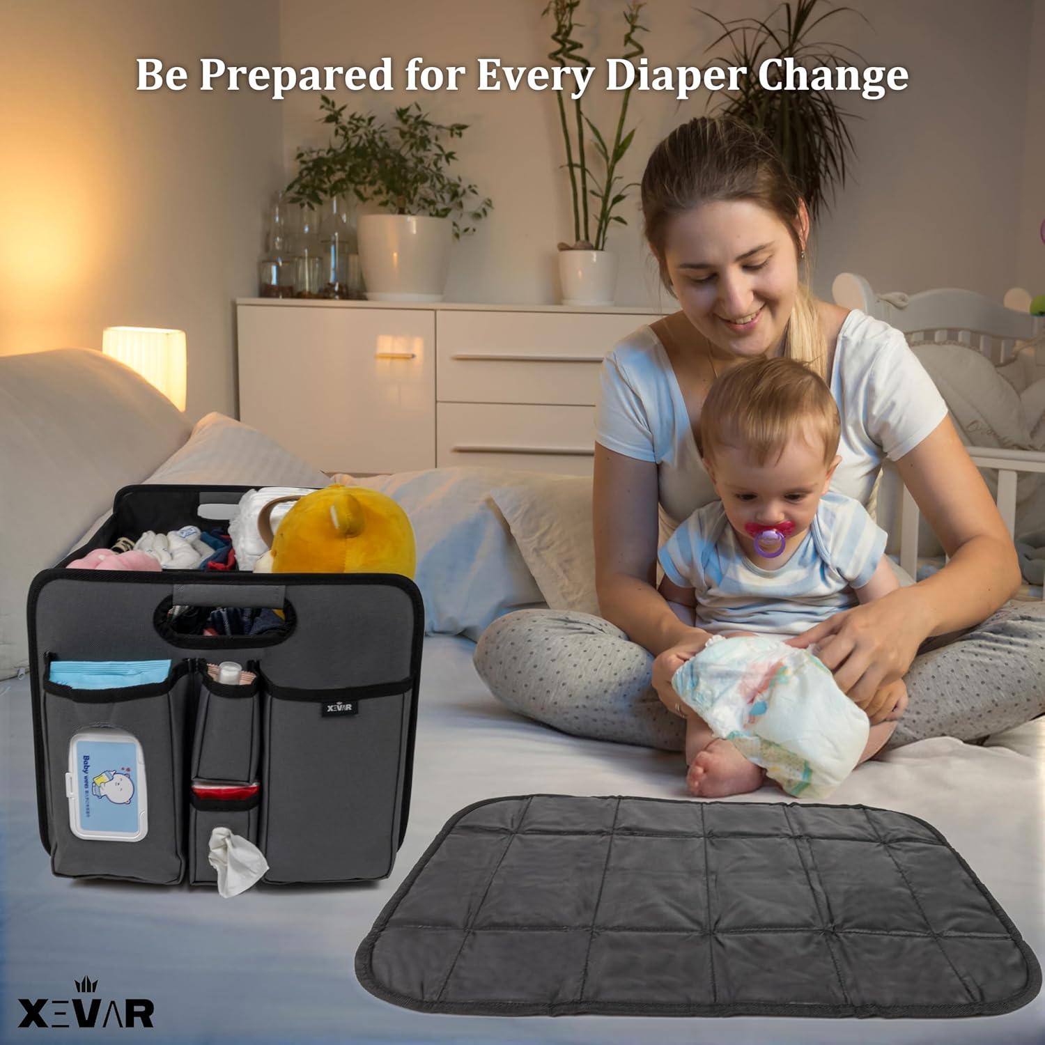 Organizador de Caddy para Pañales XEVAR - Grande, Gris, 3 Compartimentos
