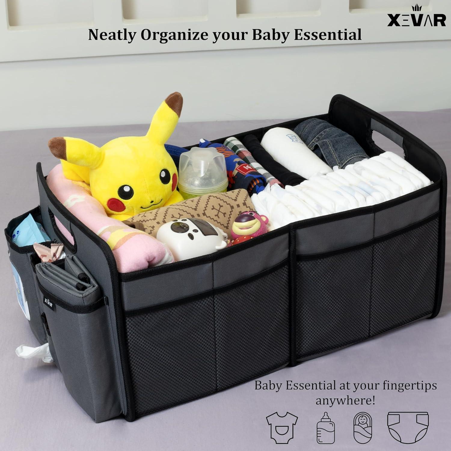 Organizador de Caddy para Pañales XEVAR - Grande, Gris, 3 Compartimentos