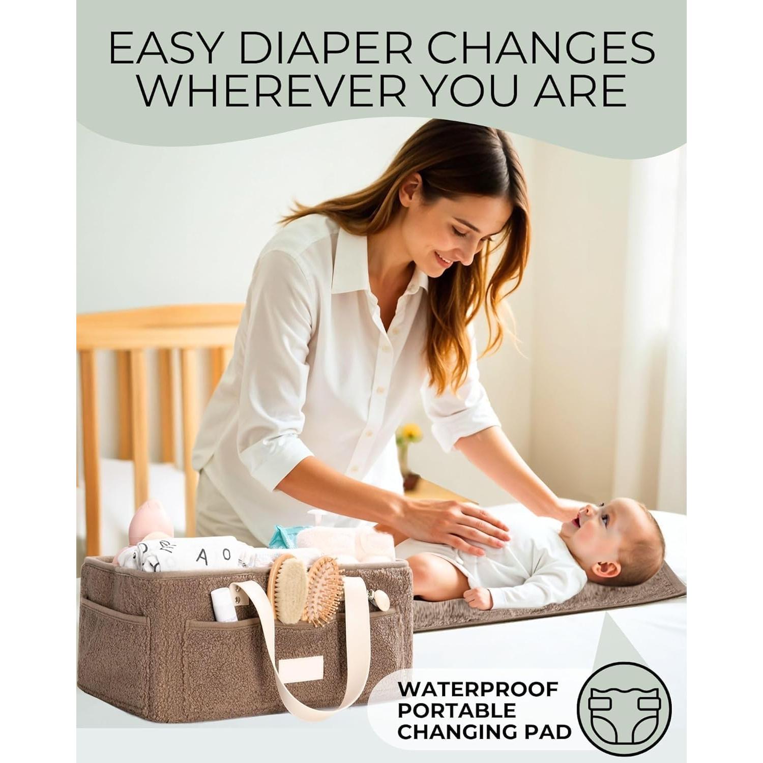 Organizador de Pañales Toodly Taupe con Almohadilla y Paño de Eructo