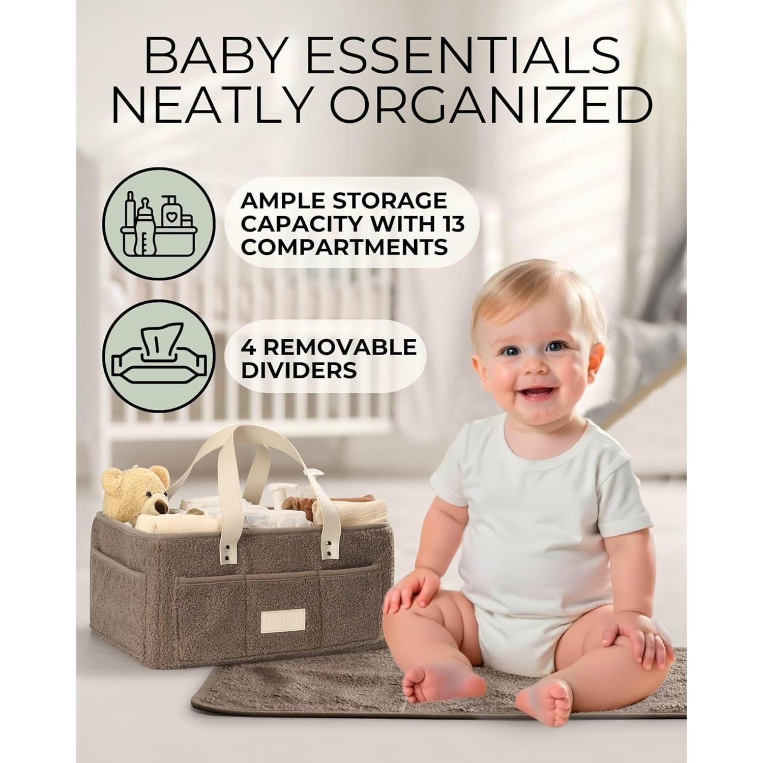 Organizador de Pañales Toodly Taupe con Almohadilla y Paño de Eructo