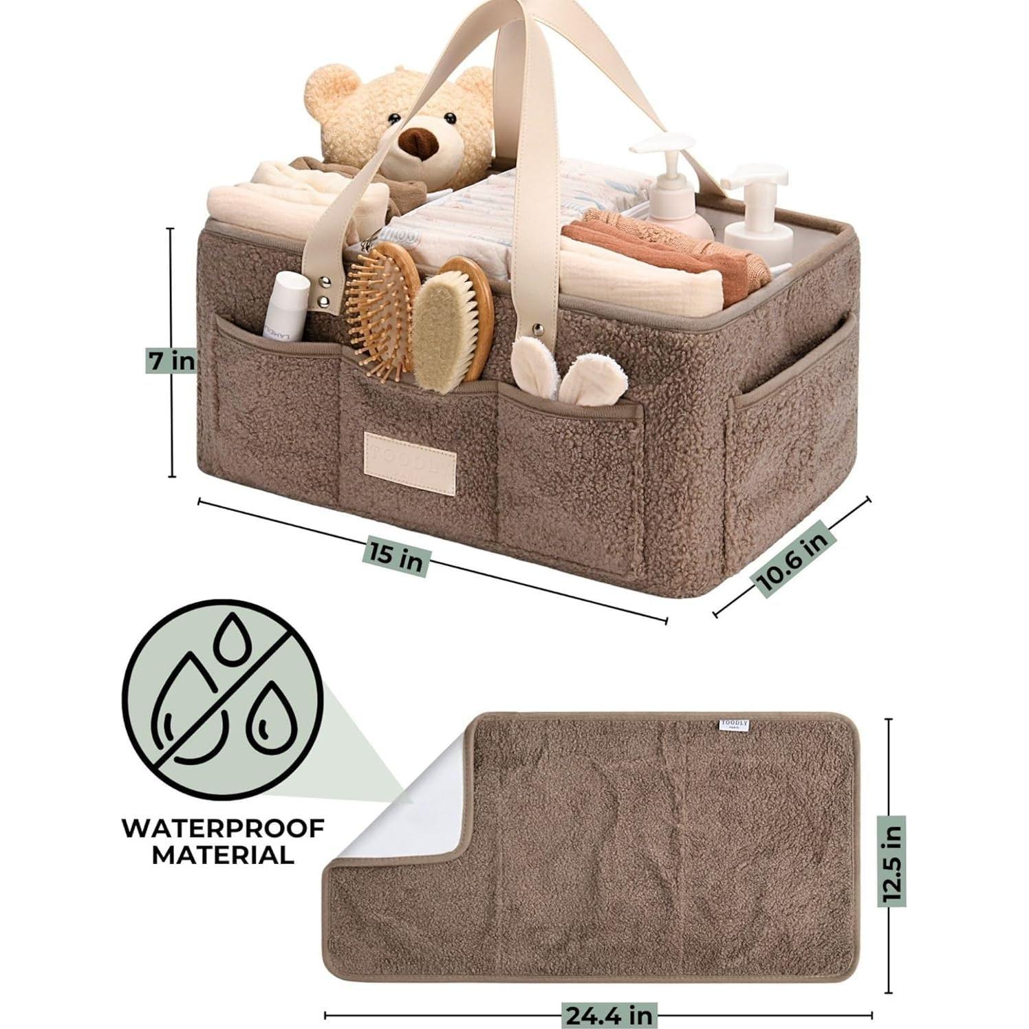 Organizador de Pañales Toodly Taupe con Almohadilla y Paño de Eructo