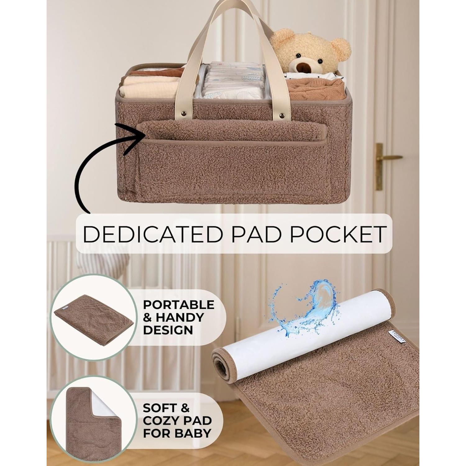 Organizador de Pañales Toodly Taupe con Almohadilla y Paño de Eructo