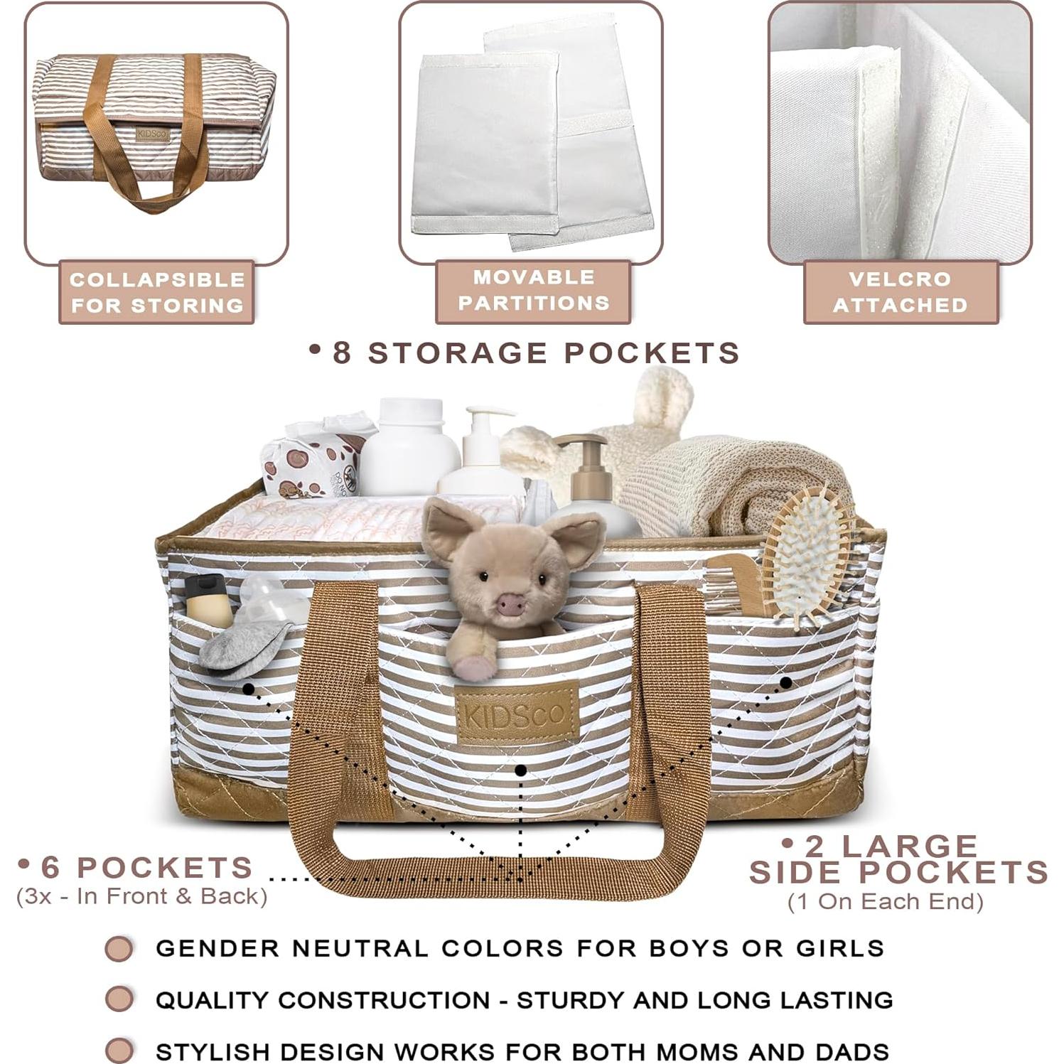 Cesta Organizadora de Pañales KIDSco. Portátil 38x25x17 cm