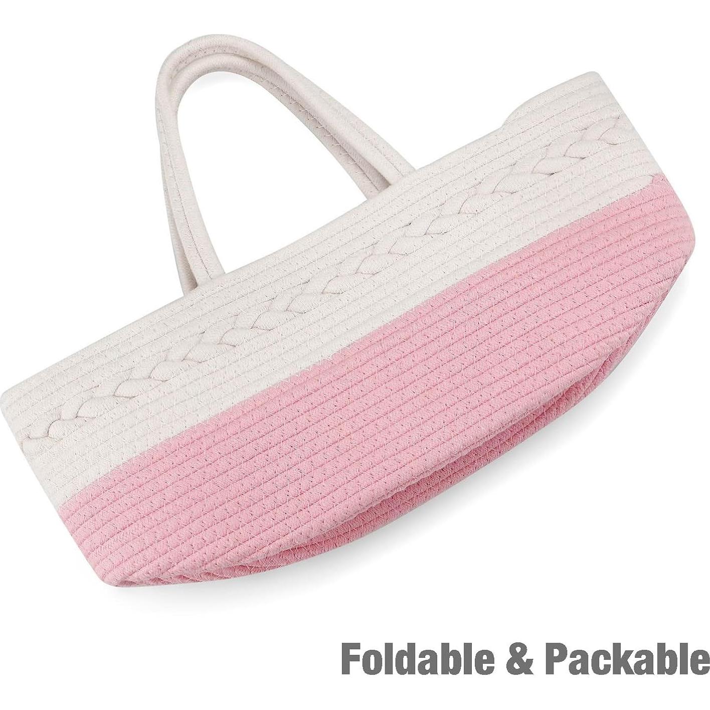 Cesta Organizadora de Pañales PandaEar Algodón Rosa 38x23x17cm