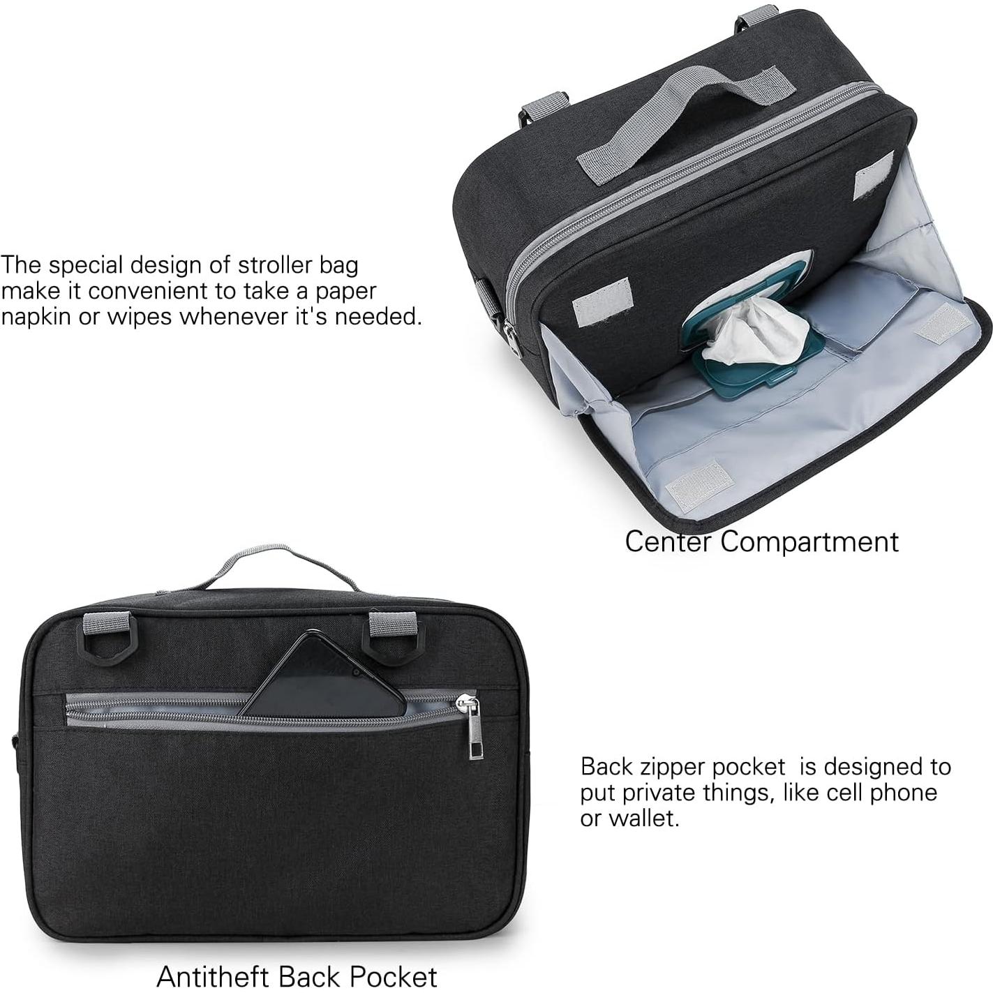 Bolsa de Pañales MOMIGO para Bebés - Caddy Flor Negra