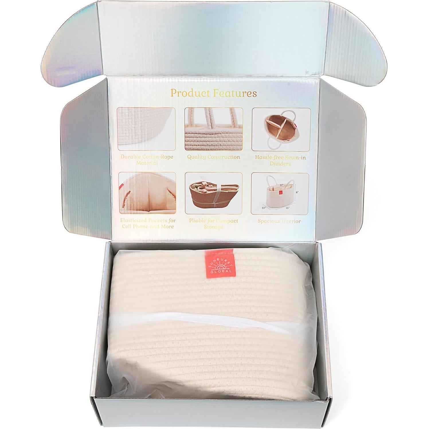 Caddy de Pañales Sunburst Global Crema 43.2x20.3 cm