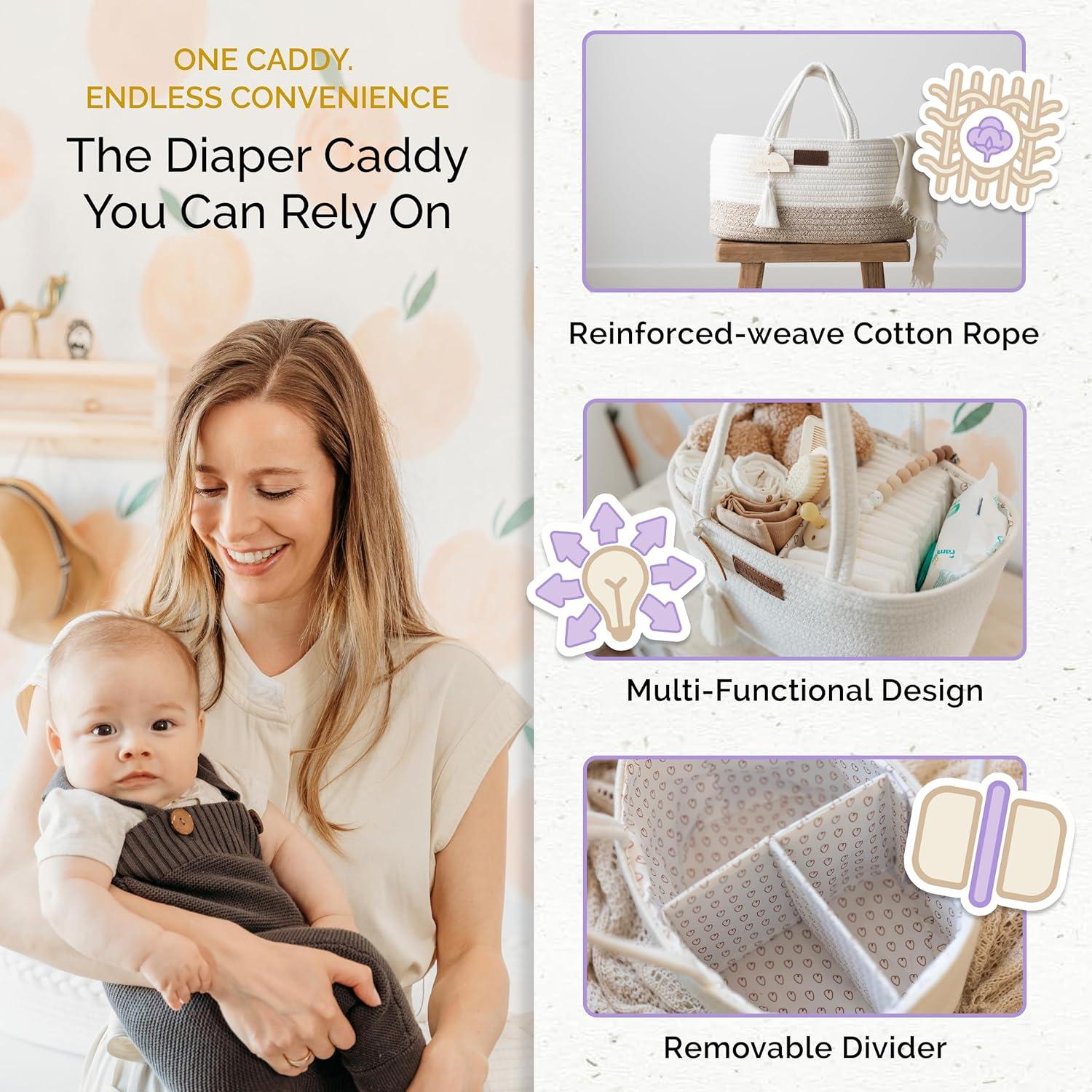 Caddy Organizador de Pañales Yunioo Blanco Beige 36L