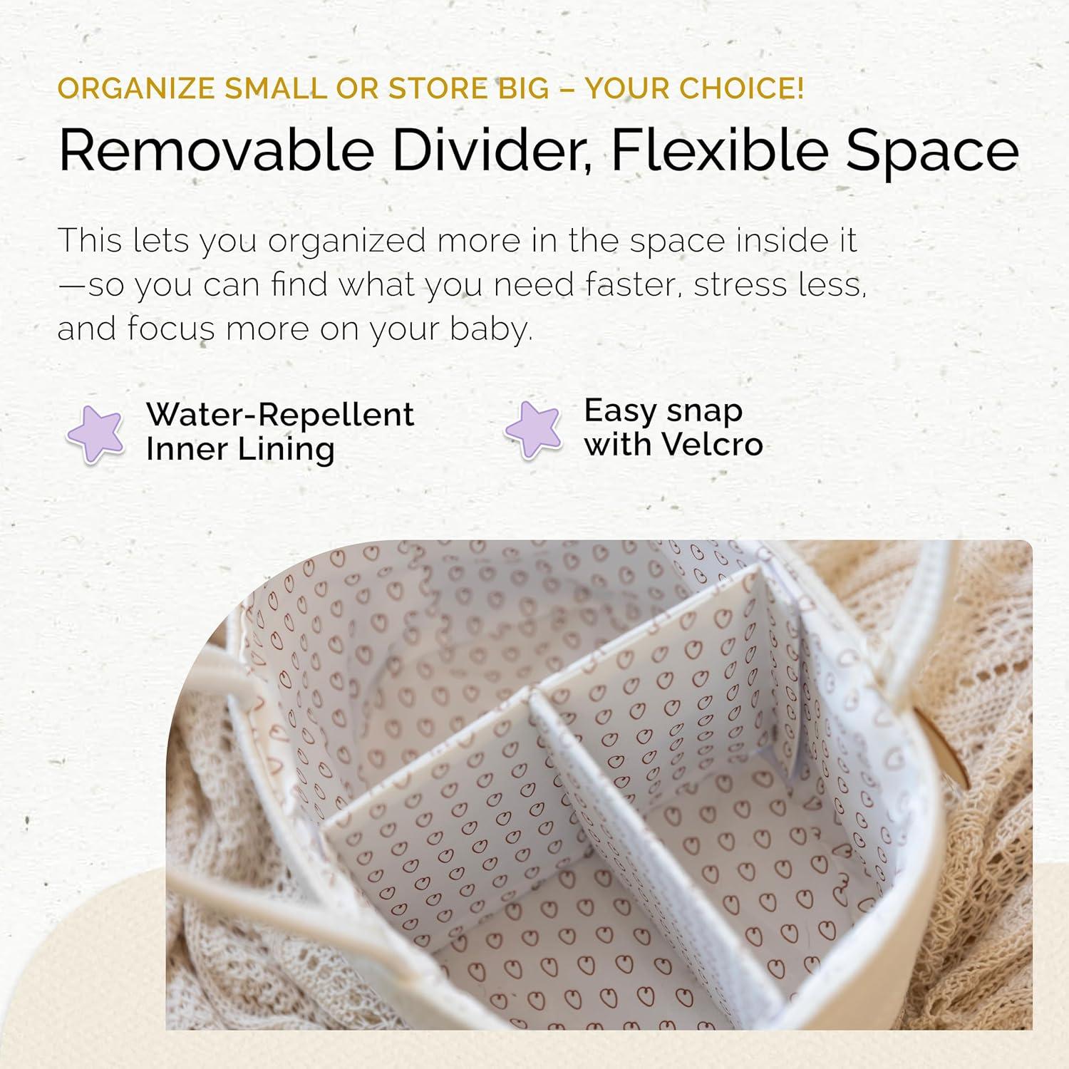 Caddy Organizador de Pañales Yunioo Blanco Beige 36L