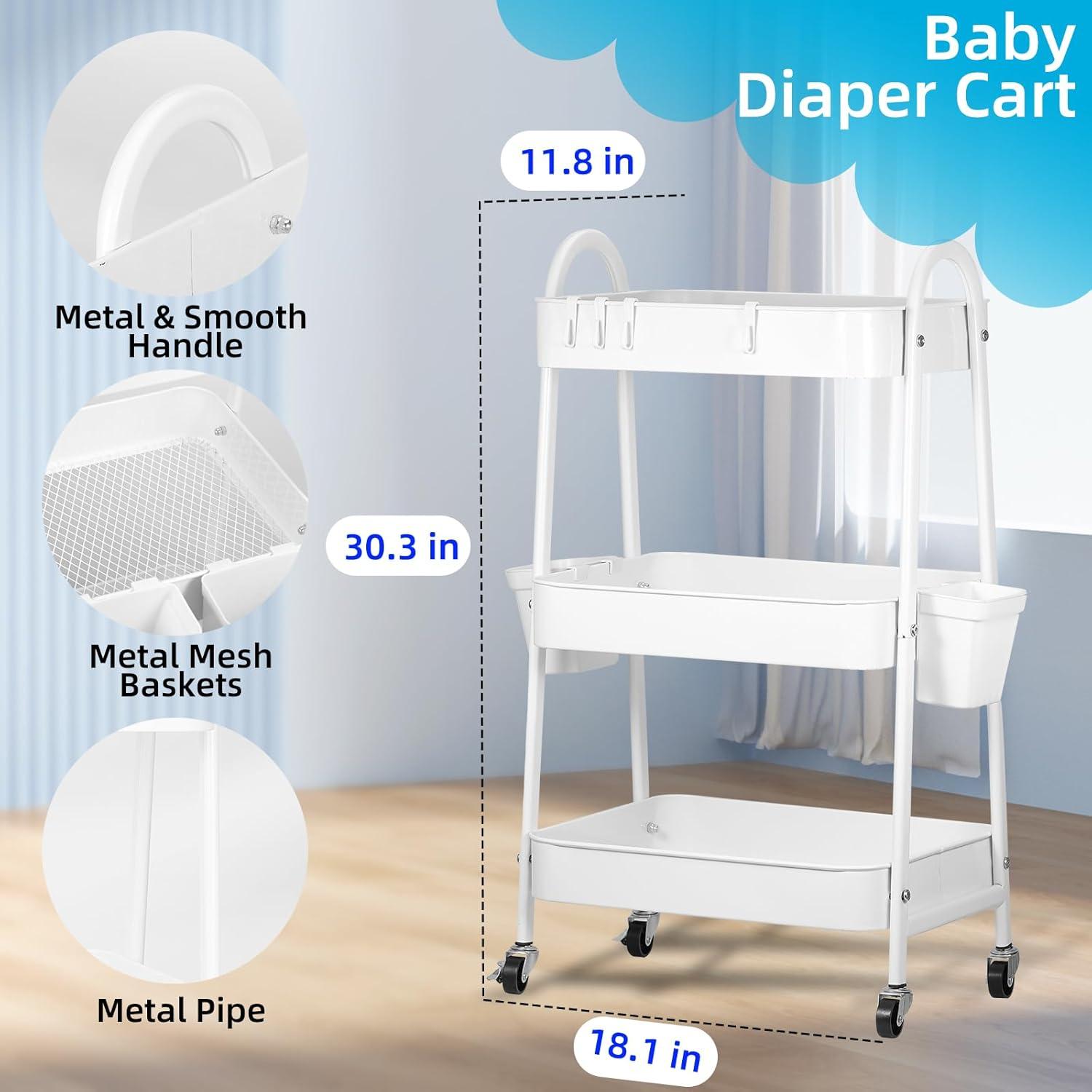 Carro de Pañales FOOK FISH 3 Niveles Metal Blanco 10kg