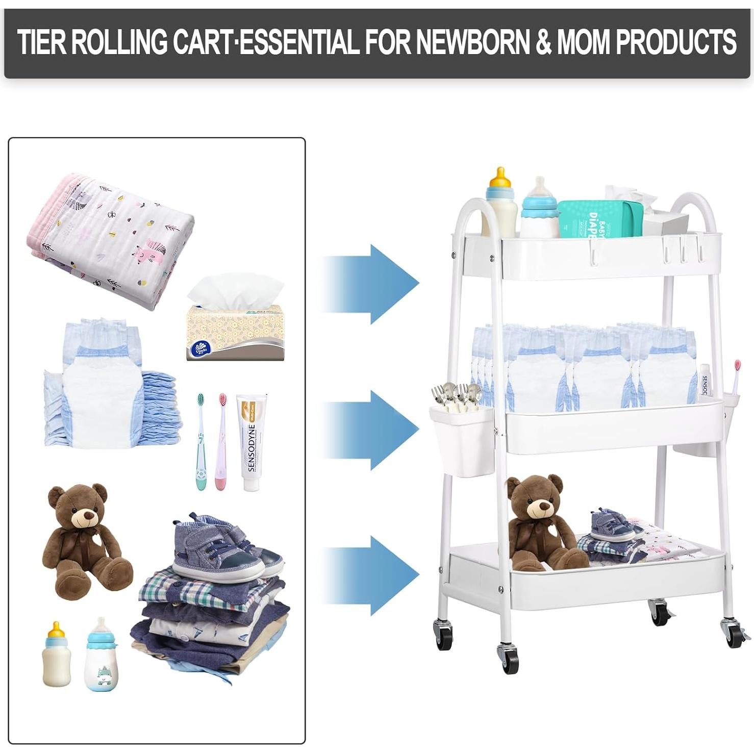 Carro de Pañales FOOK FISH 3 Niveles Metal Blanco 10kg