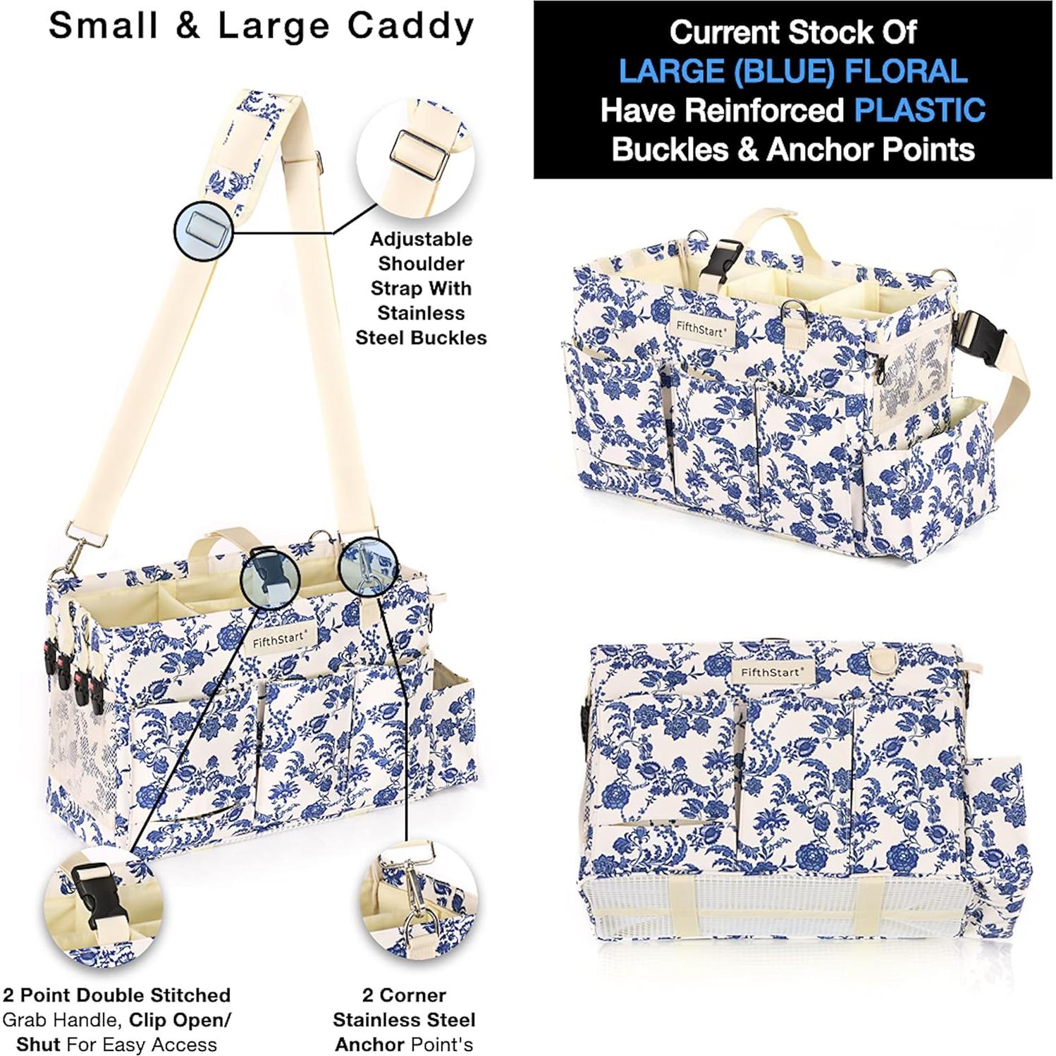 Caddy de Pañales Grande FifthStart Floral Azul 9 Bolsillos