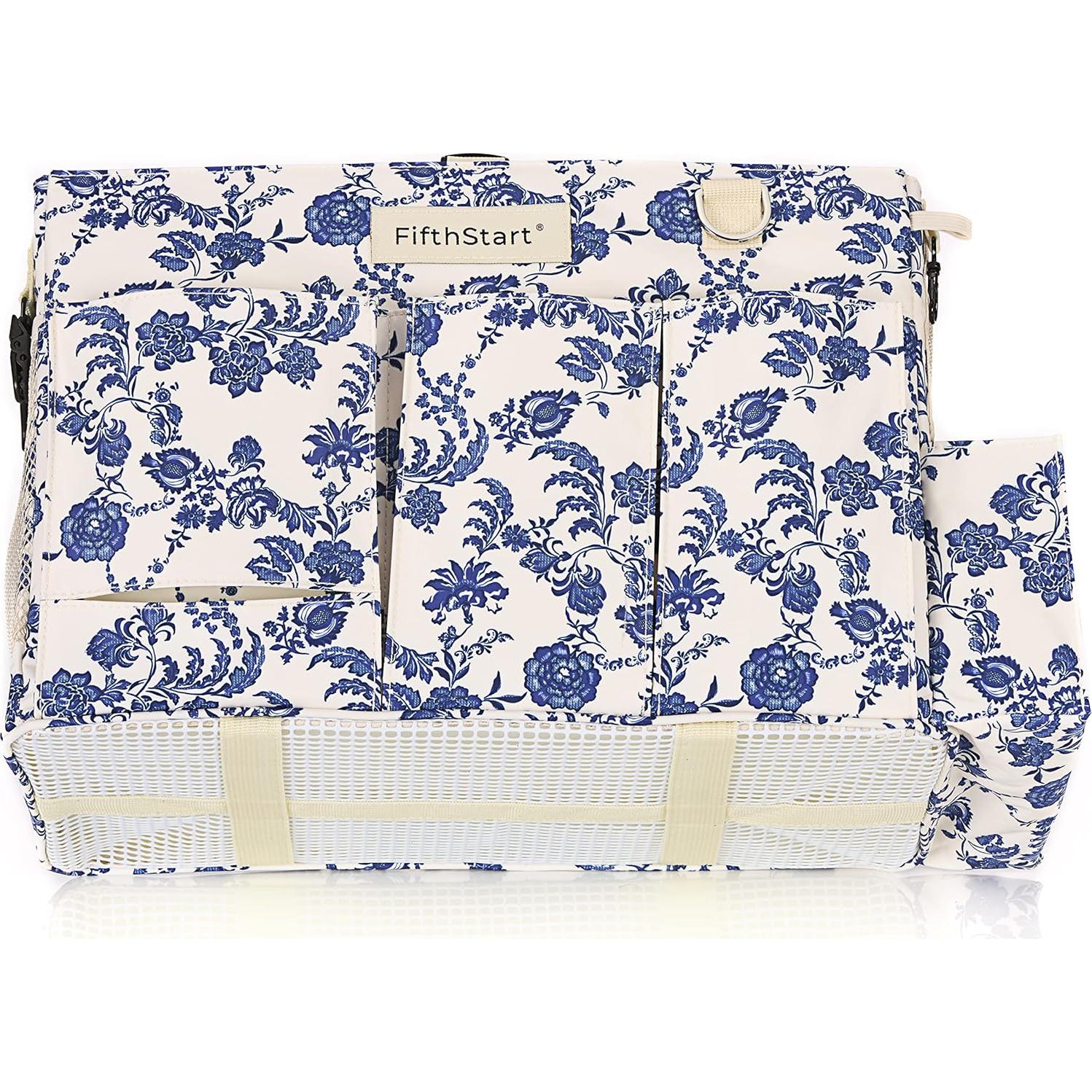 Caddy de Pañales Grande FifthStart Floral Azul 9 Bolsillos