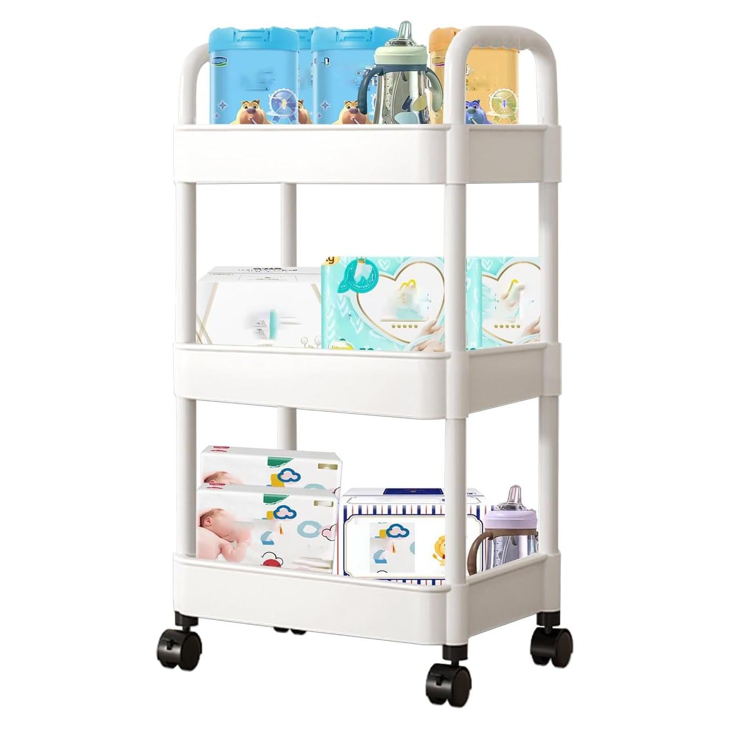 Cesta de Pañales Tfulad Blanca, Organizador Móvil 76.2 cm