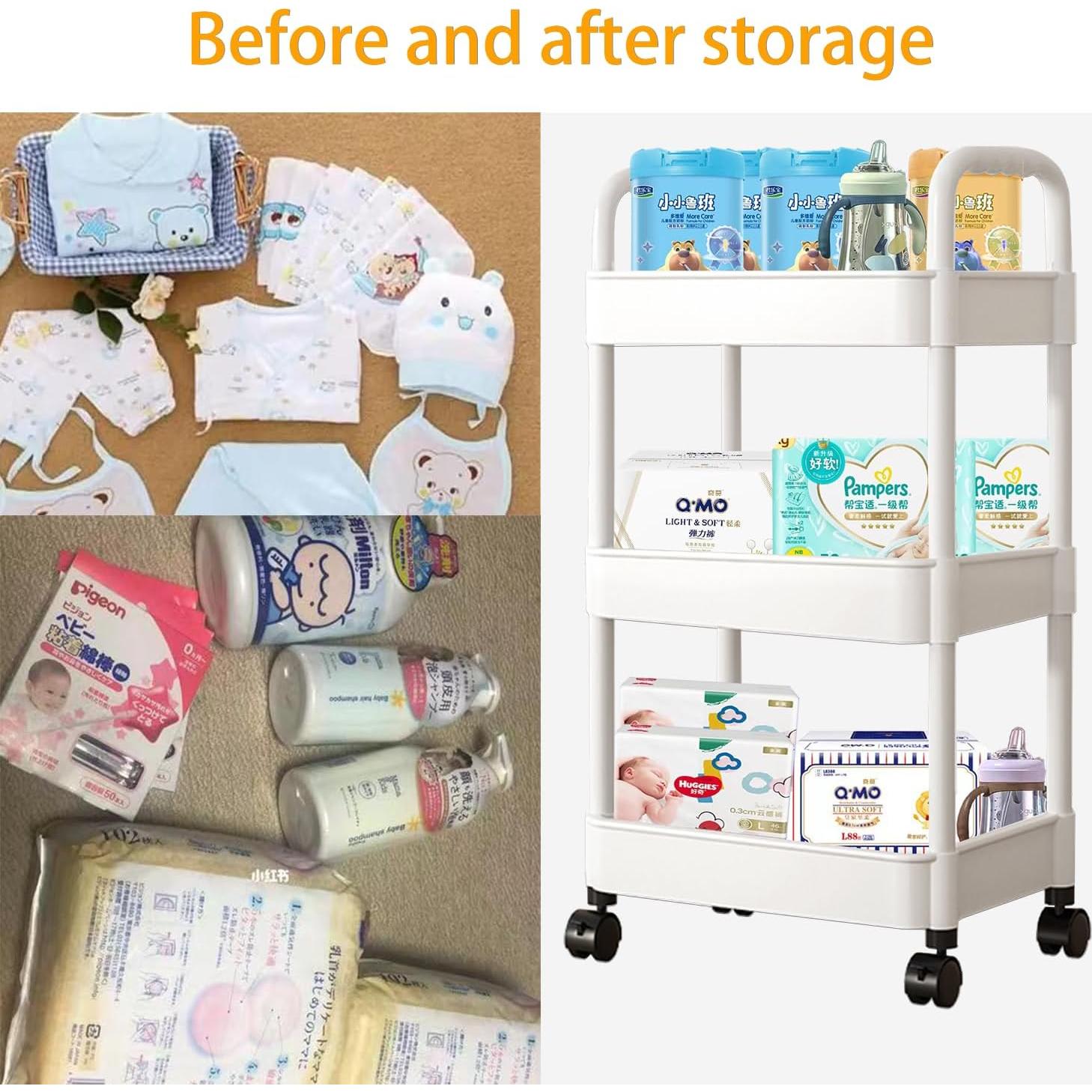 Cesta de Pañales Tfulad Blanca, Organizador Móvil 76.2 cm