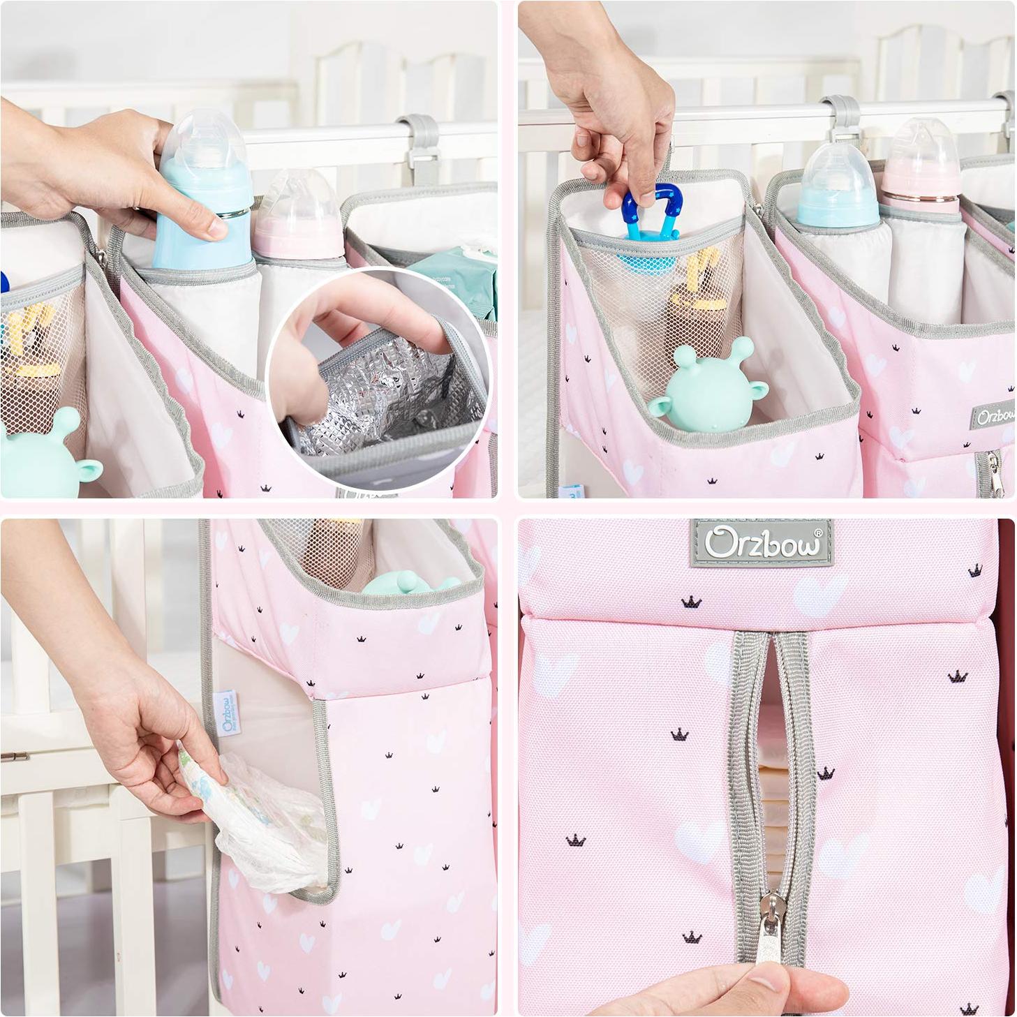 Organizador de Pañales Colgante Orzbow Rosa 7 Áreas Desmontable