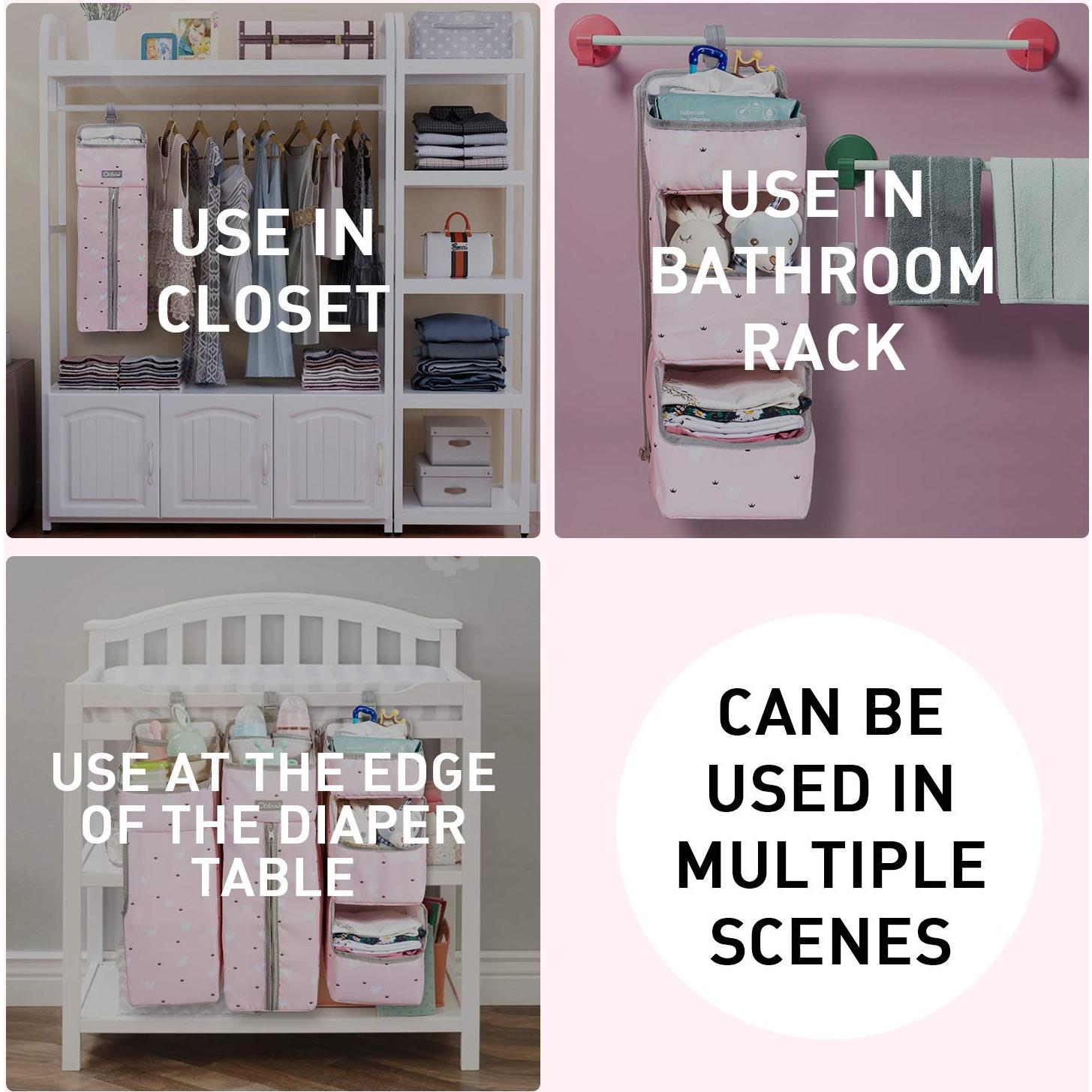 Organizador de Pañales Colgante Orzbow Rosa 7 Áreas Desmontable