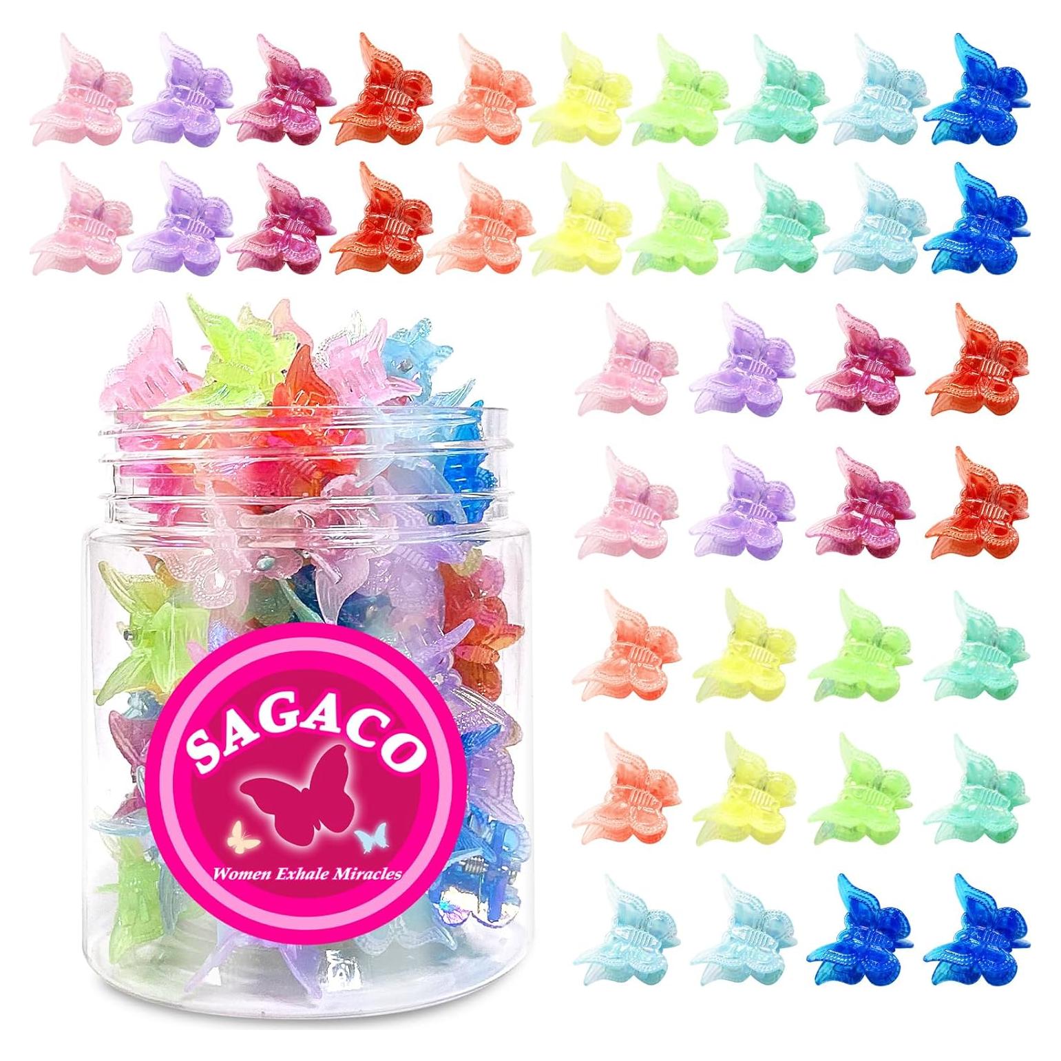 Mini Pinzas de Mariposa SAGACO - 50 Piezas Color Neón