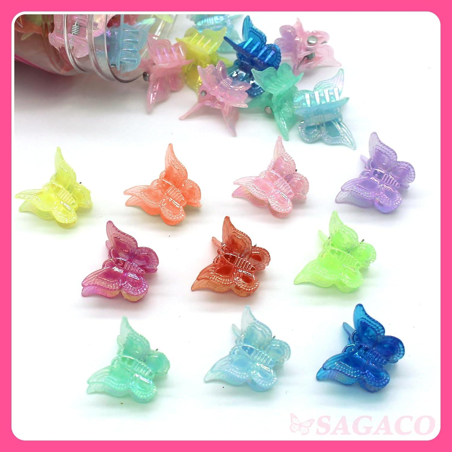 Mini Pinzas de Mariposa SAGACO - 50 Piezas Color Neón