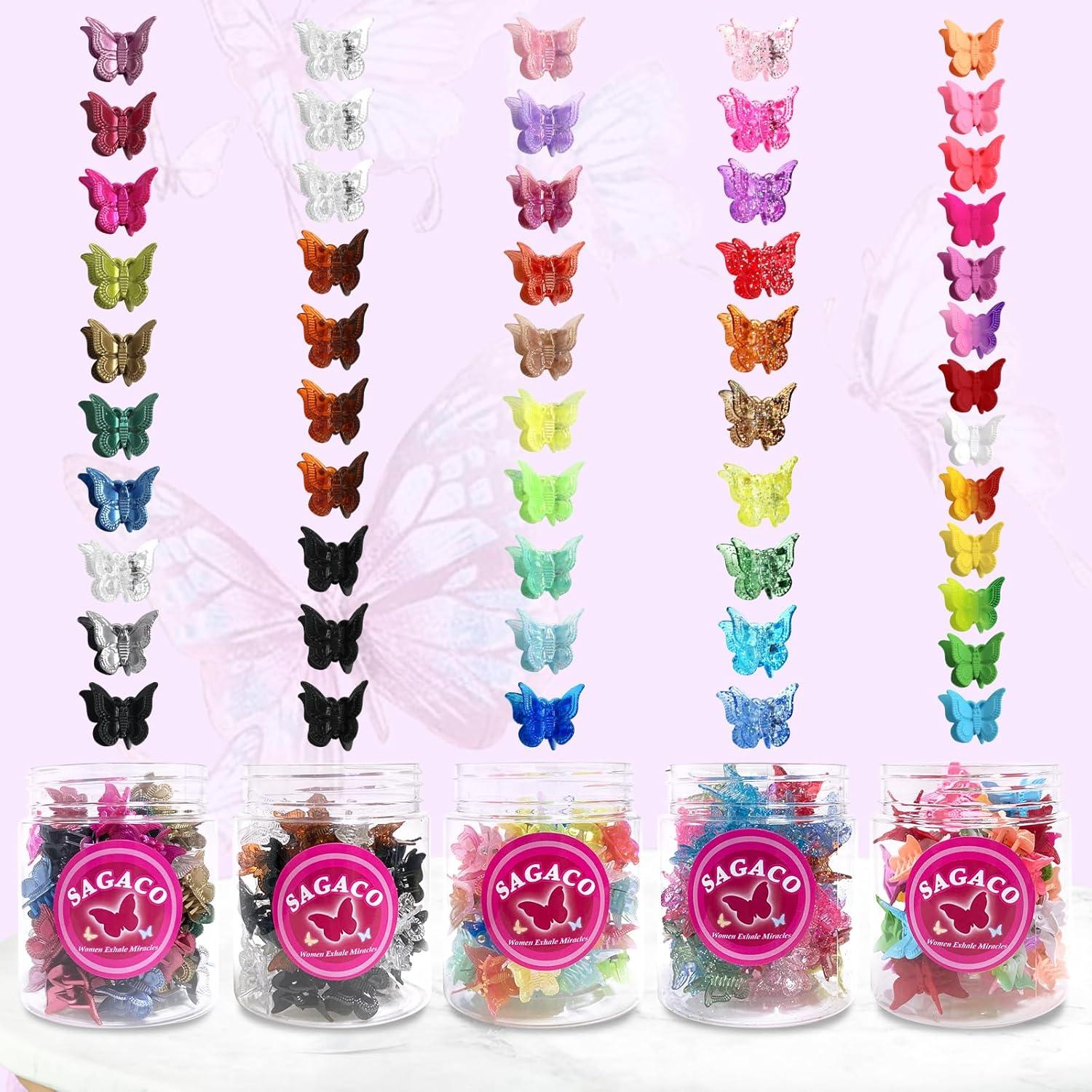 Mini Pinzas de Mariposa SAGACO - 50 Piezas Color Neón
