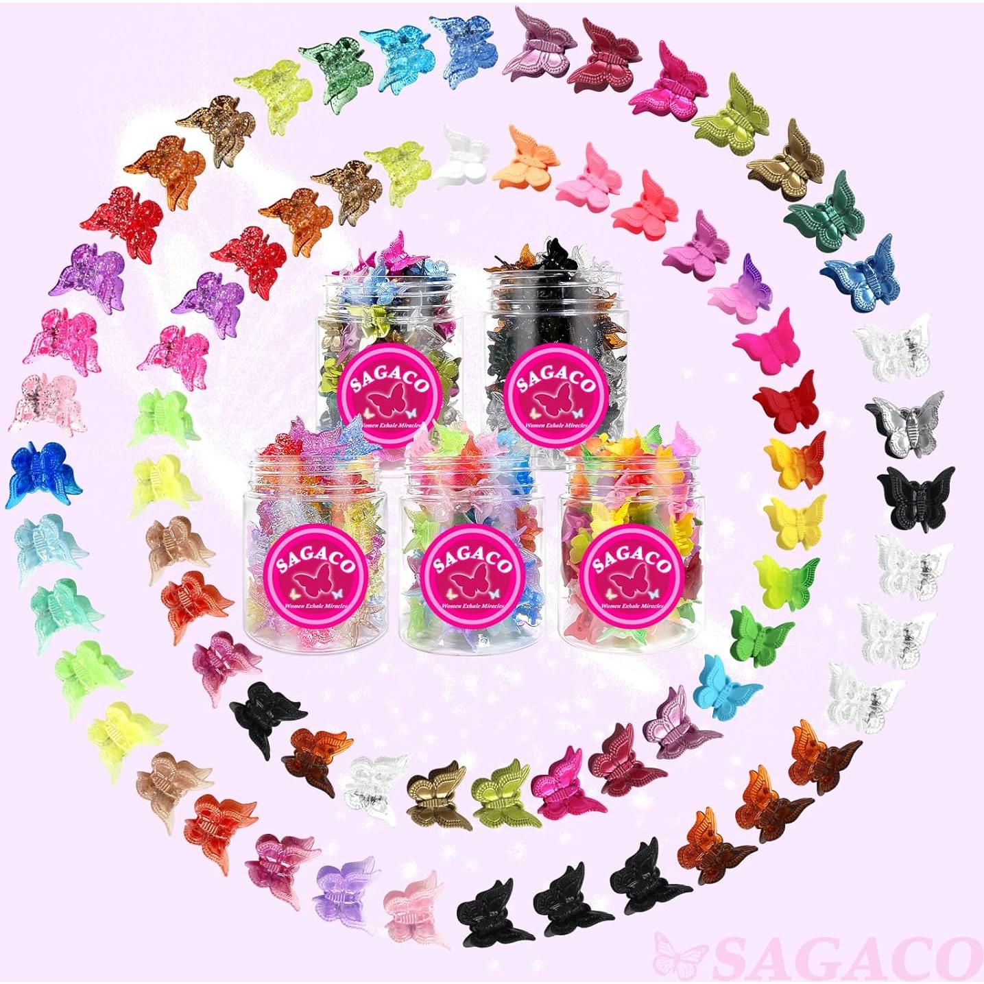 Mini Pinzas de Mariposa SAGACO - 50 Piezas Color Neón