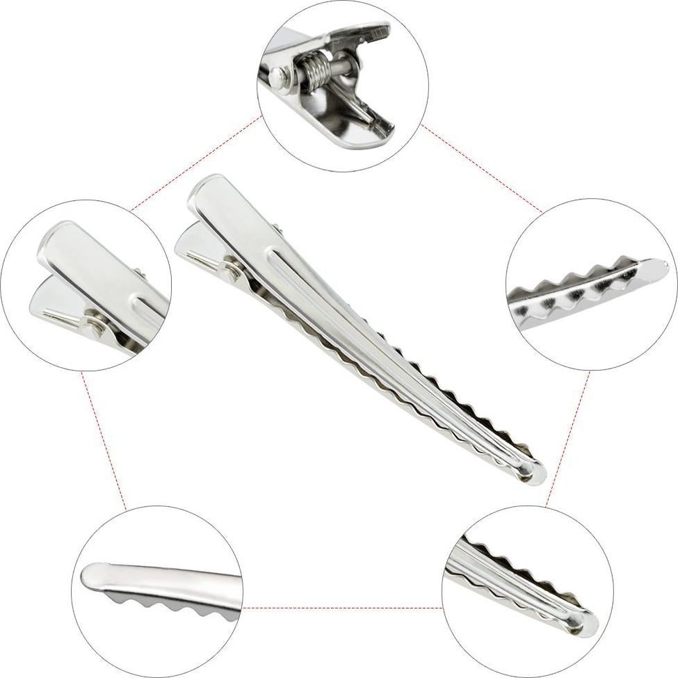 Paquete de 50 Clips de Cabello Marrywindix 6 cm Metal Plateado
