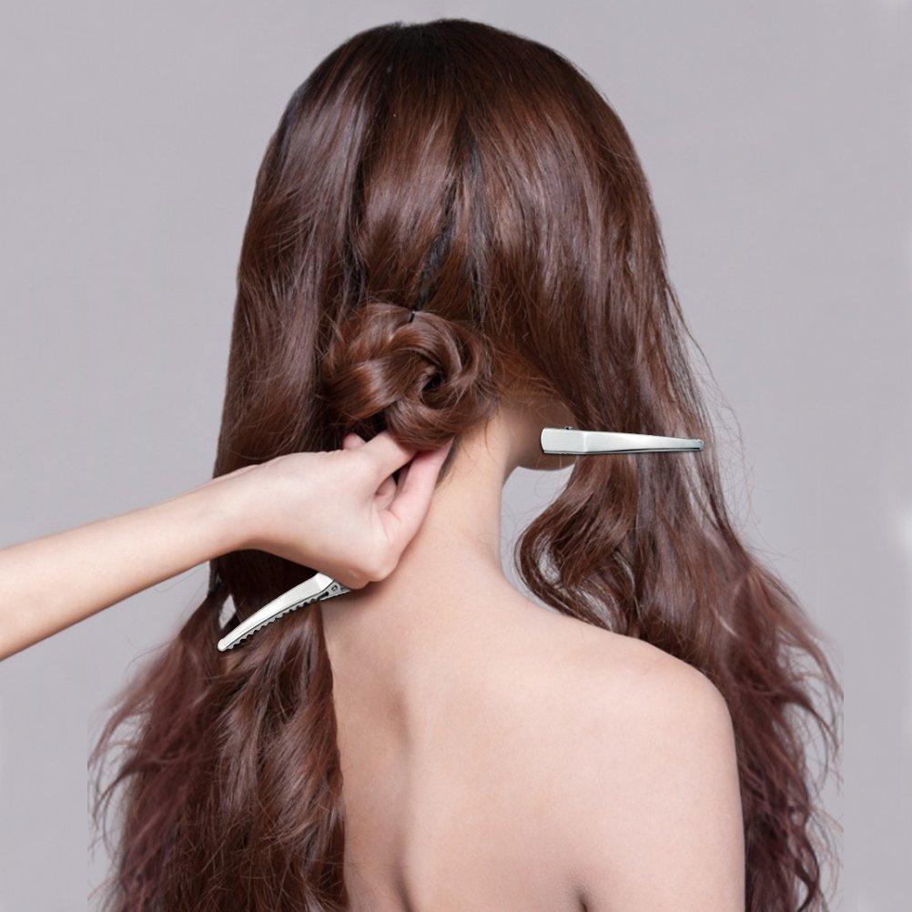 Paquete de 50 Clips de Cabello Marrywindix 6 cm Metal Plateado