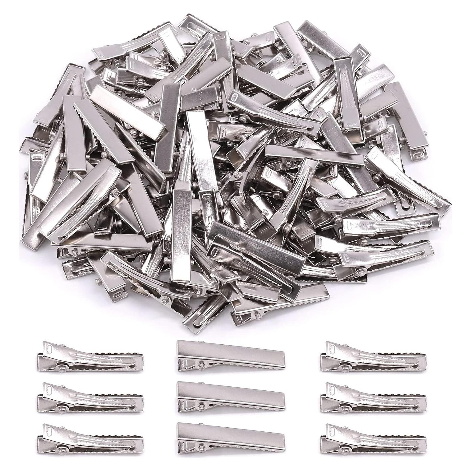 200 Clips de Pelo Cocodrilo Mardatt 3.2 cm Plateados para DIY