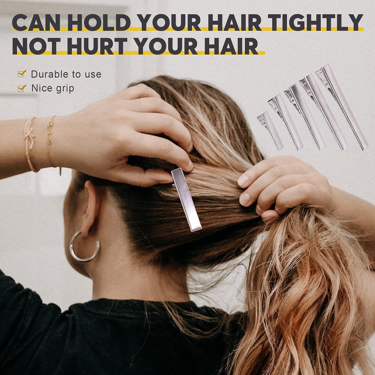 200 Clips de Pelo Cocodrilo Mardatt 3.2 cm Plateados para DIY