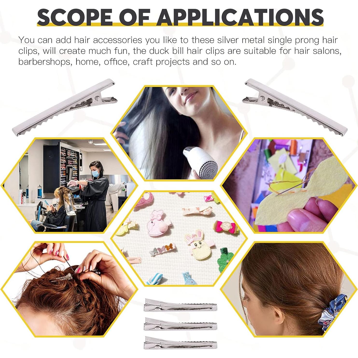 200 Clips de Pelo Cocodrilo Mardatt 3.2 cm Plateados para DIY