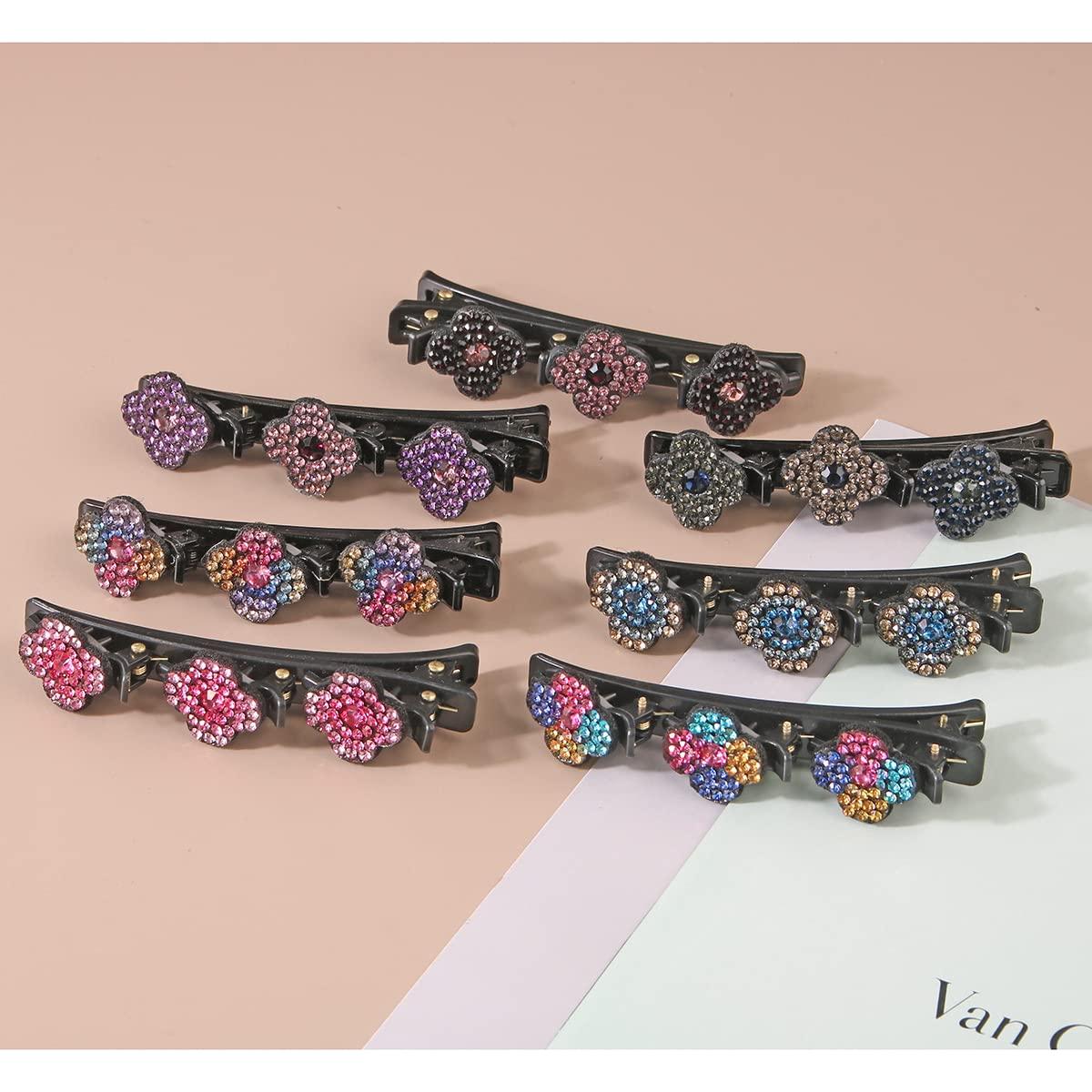 Clip de Pelo Trenzado Besaleck con Rhinestone - 4 Piezas