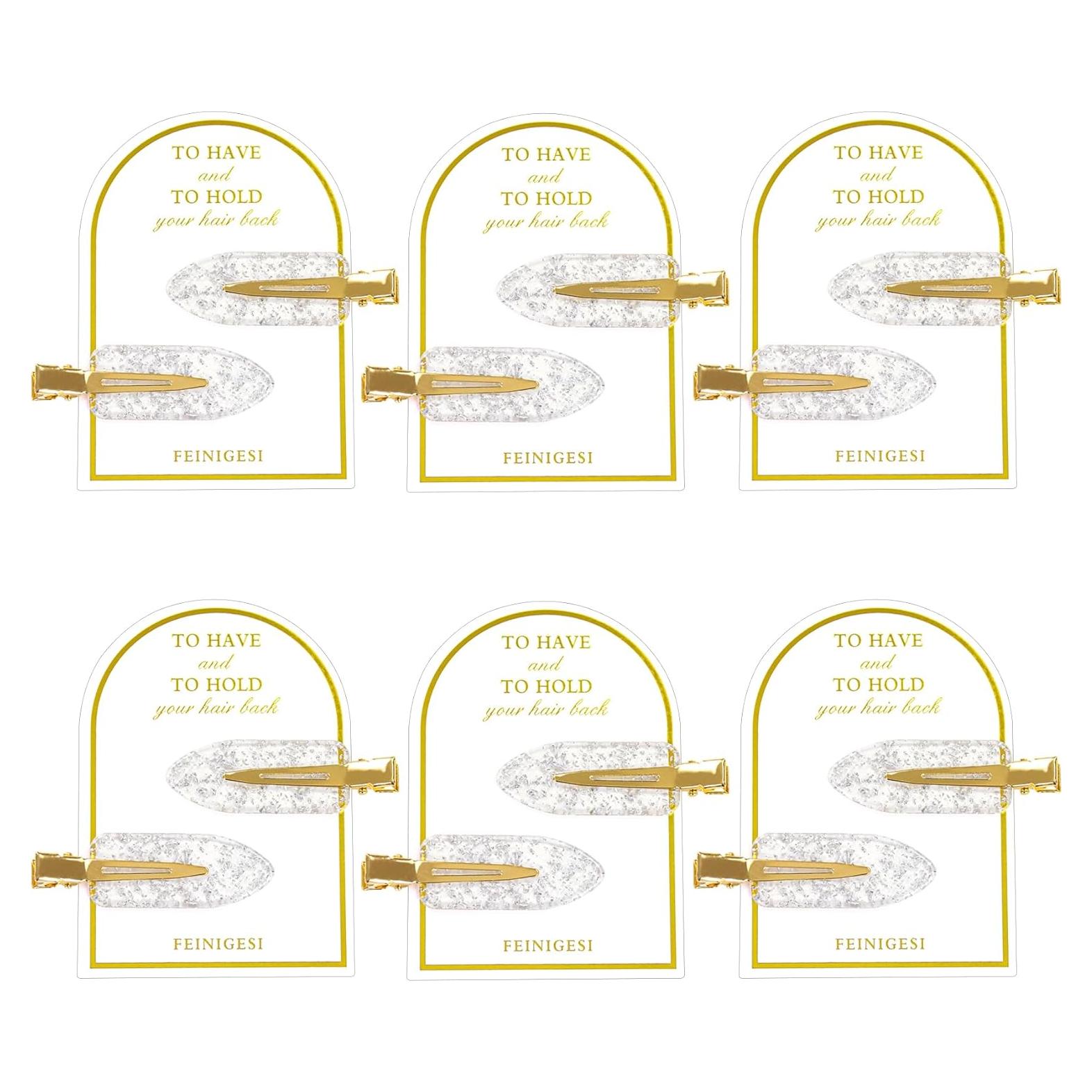 Clip de Pelo Brillante Sin Doblado FEINIGESI - 12 Piezas