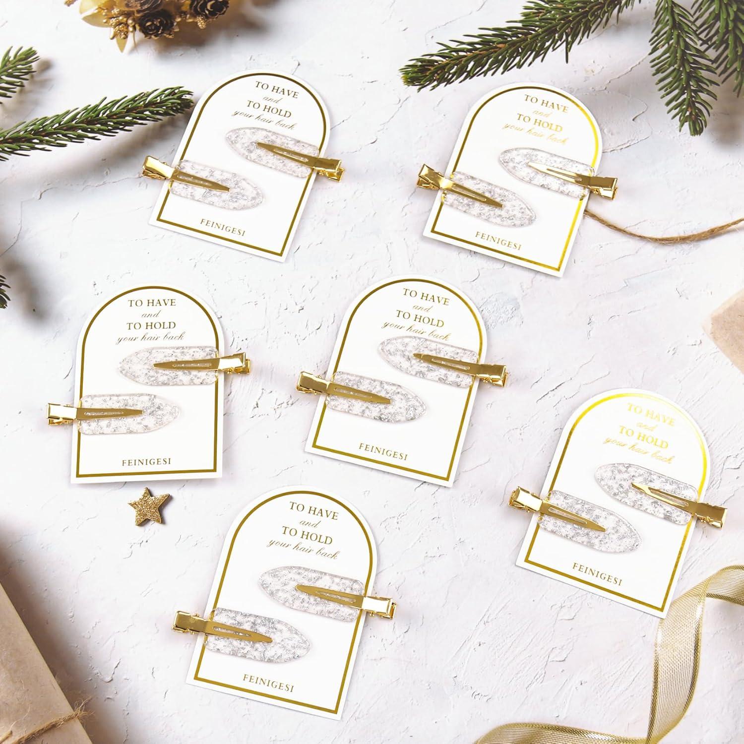 Clip de Pelo Brillante Sin Doblado FEINIGESI - 12 Piezas