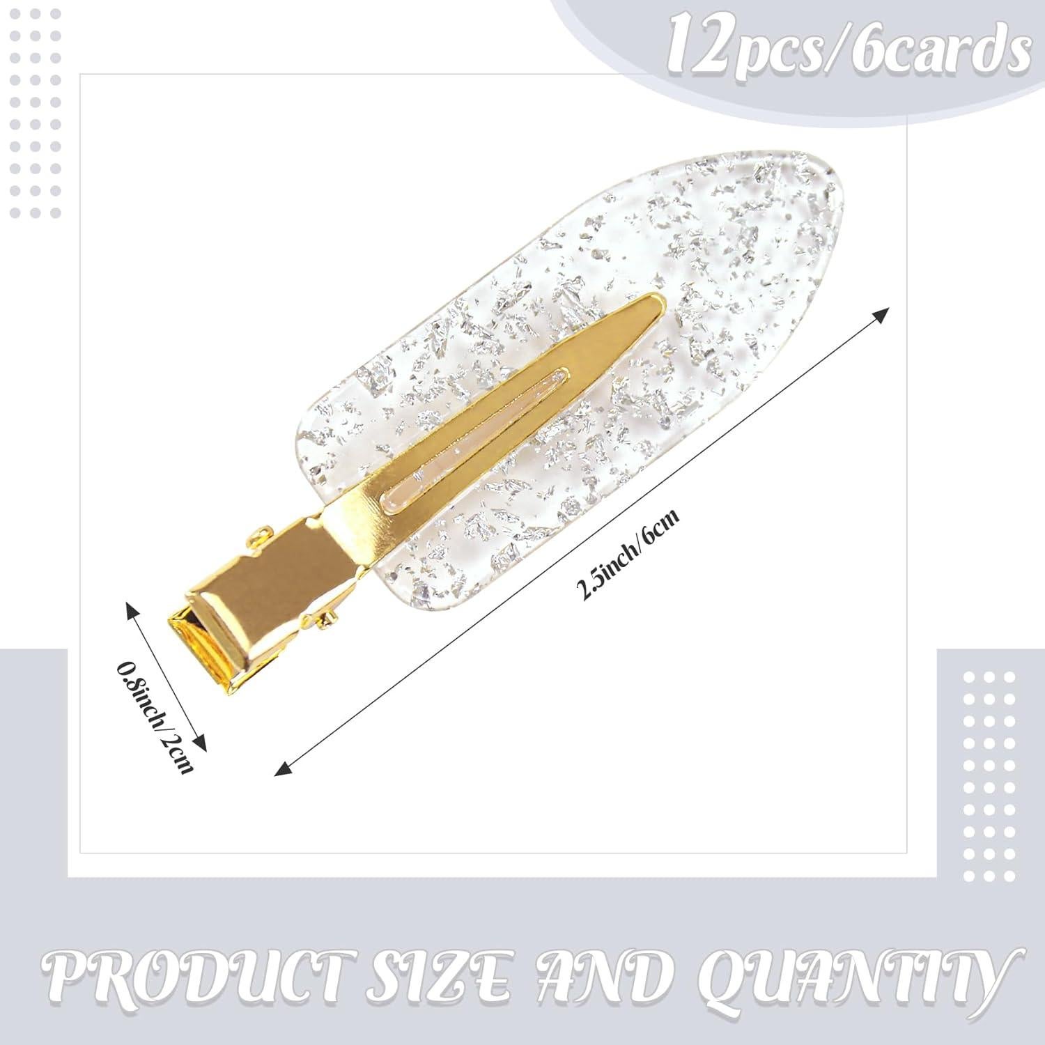 Clip de Pelo Brillante Sin Doblado FEINIGESI - 12 Piezas