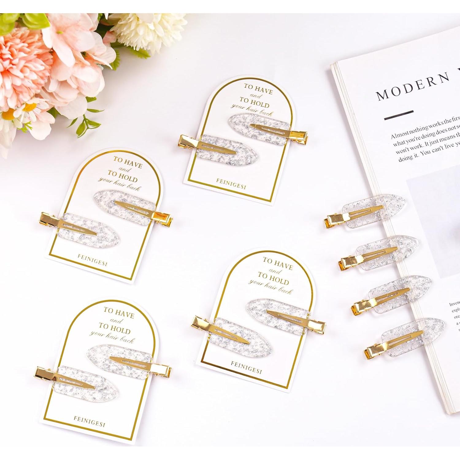 Clip de Pelo Brillante Sin Doblado FEINIGESI - 12 Piezas