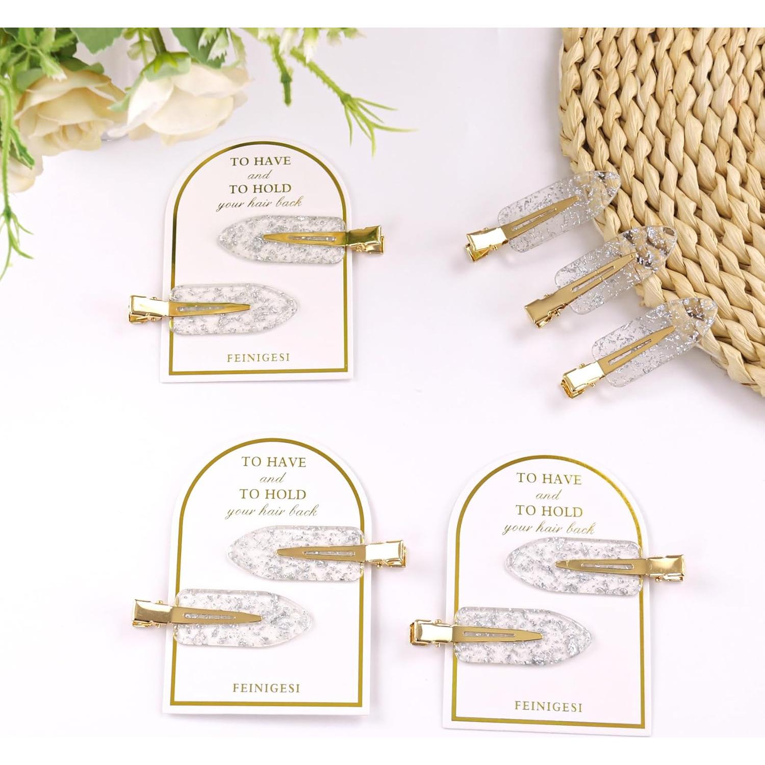 Clip de Pelo Brillante Sin Doblado FEINIGESI - 12 Piezas