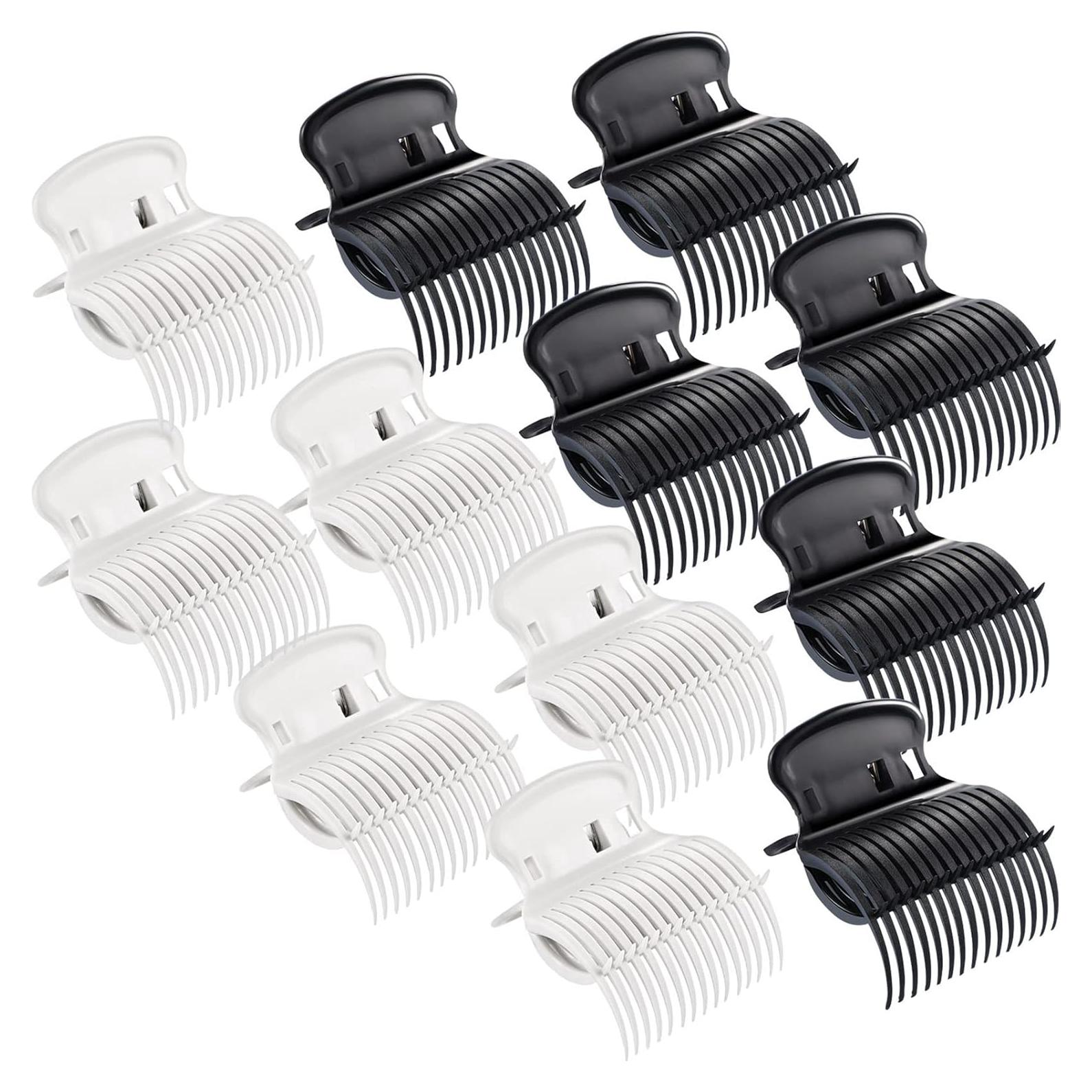 12 Clips de Rodillo Caliente Syhood para Cabello - Blanco y Negro