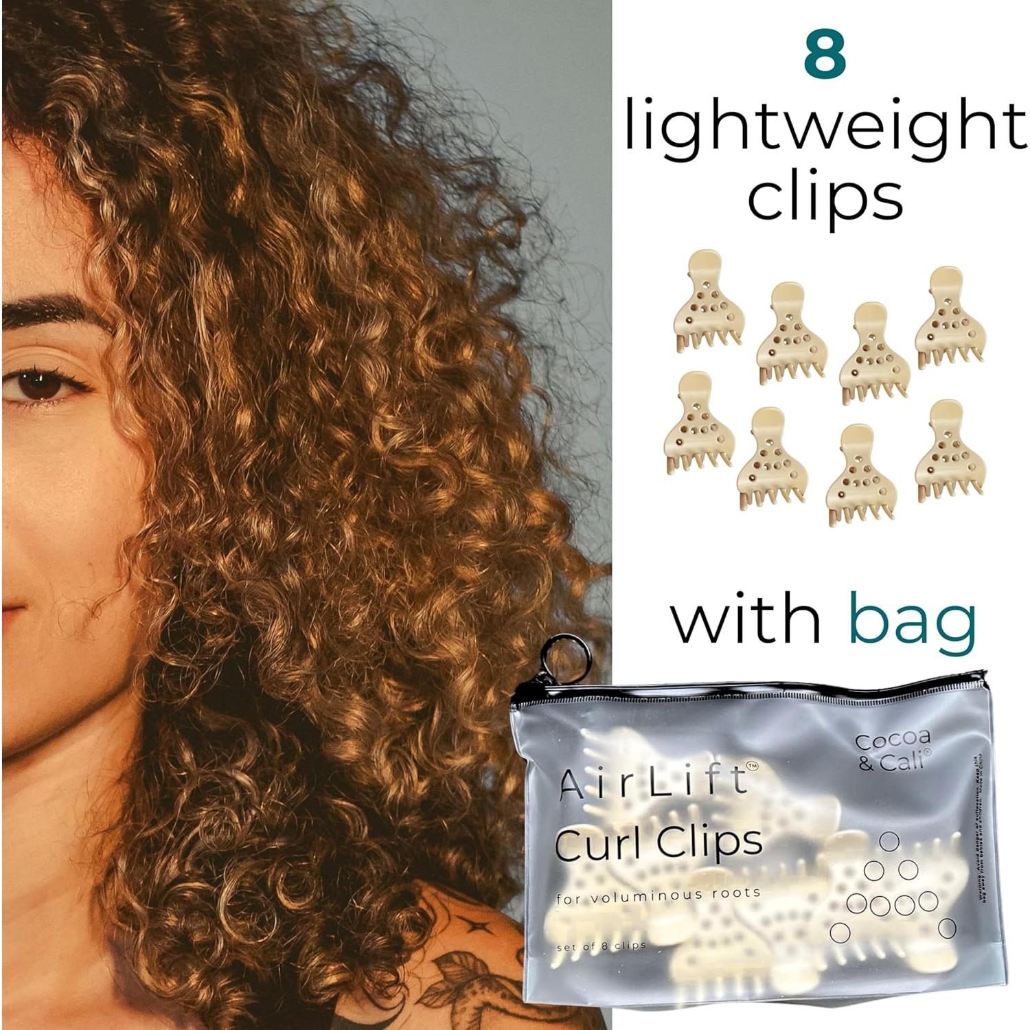 Clips de Elevación de Raíz Cocoa & Cali - Set de 8 Pinzas Voluminizadoras para Cabello Rizado